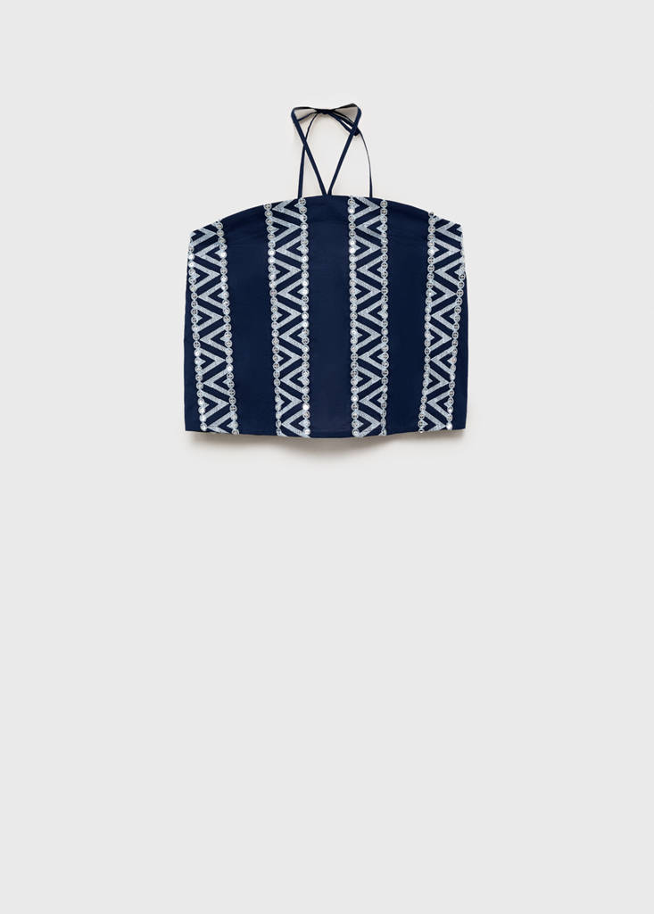 Mirror-embroidered top — Navy