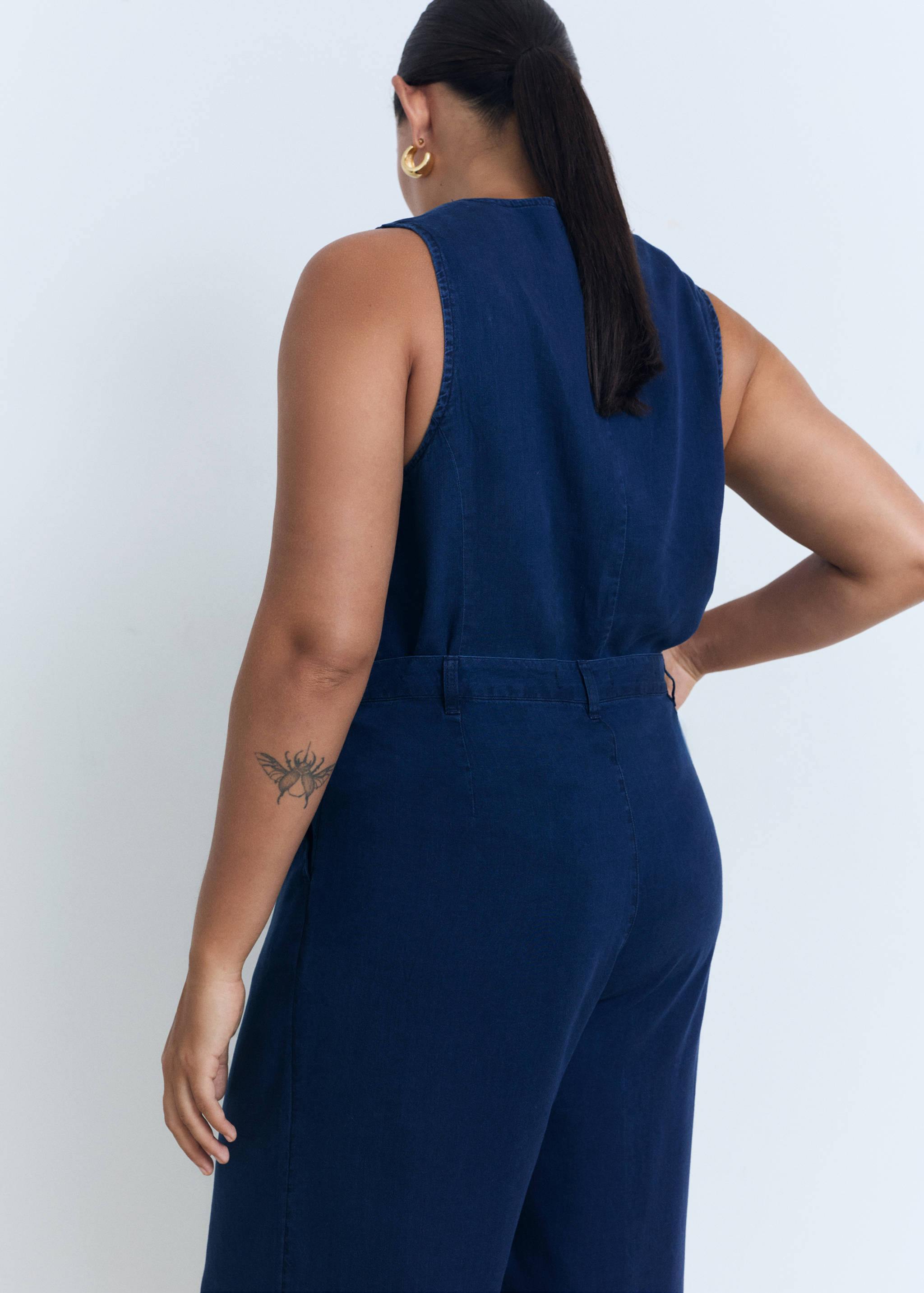 Wide leg lyocell pants with pleats - Details of the article 4