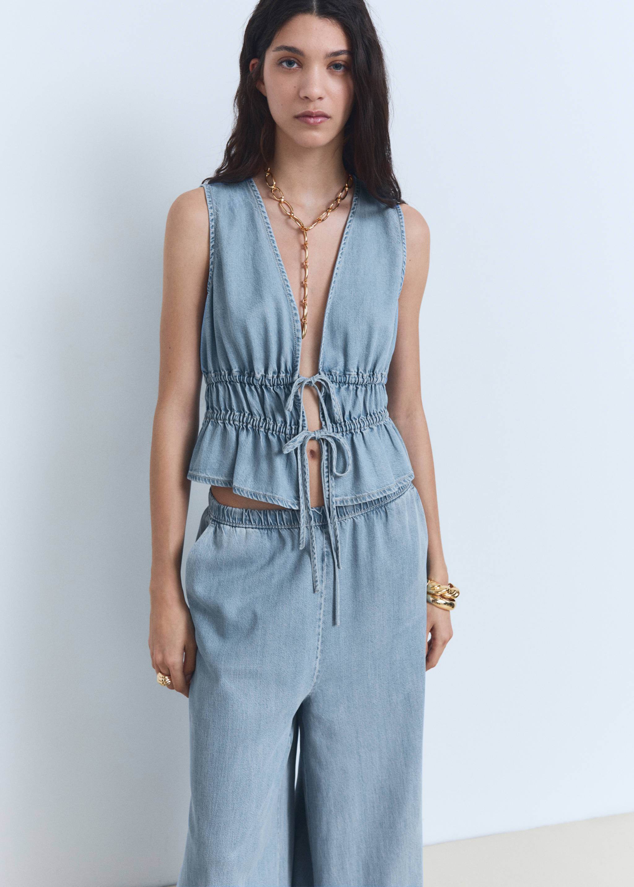 Lyocell palazzo trousers - Details of the article 1