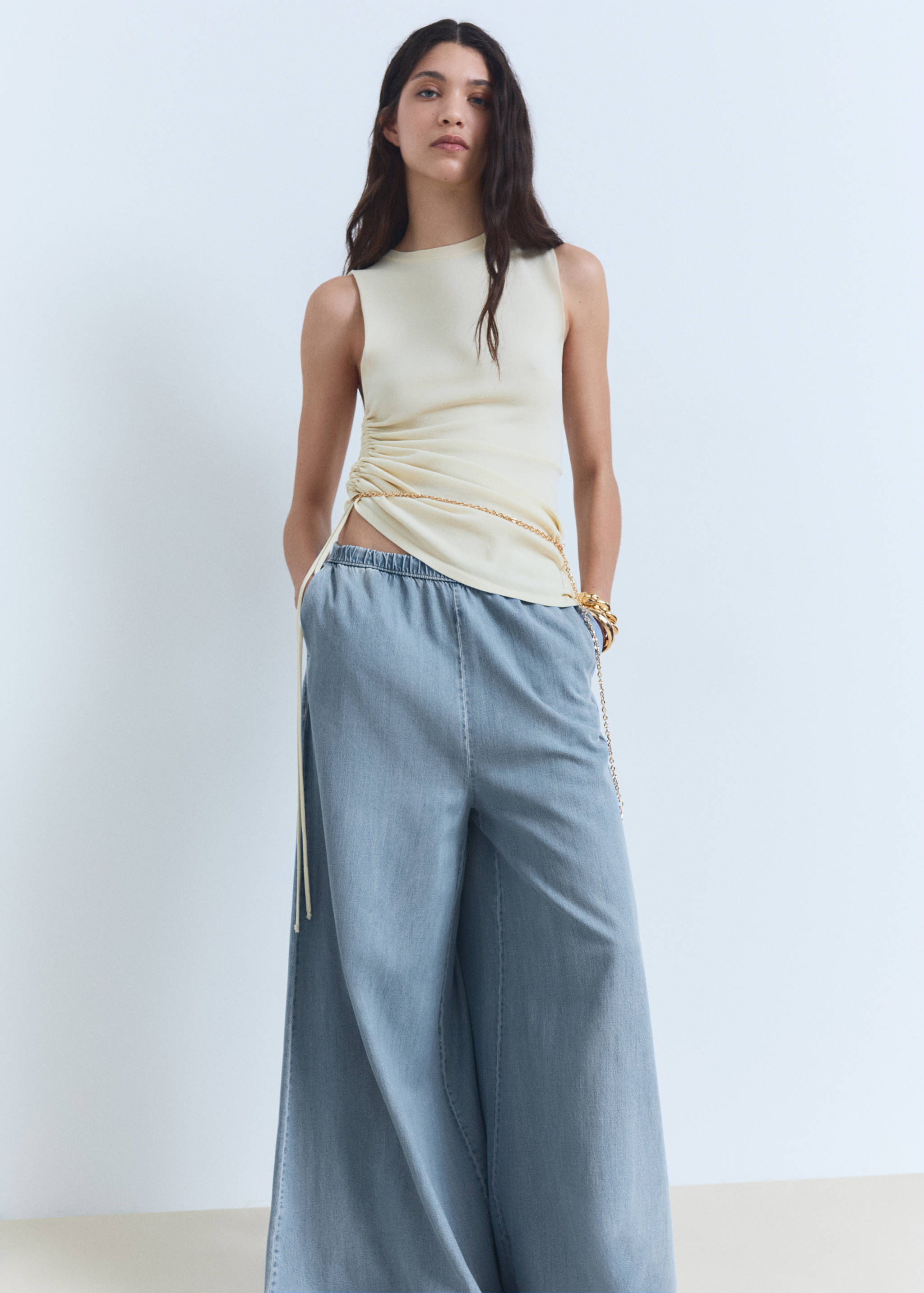 Lyocell palazzo trousers - Details of the article 2