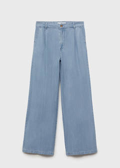 Wide leg lyocell pants with pleats — Light Blue 6