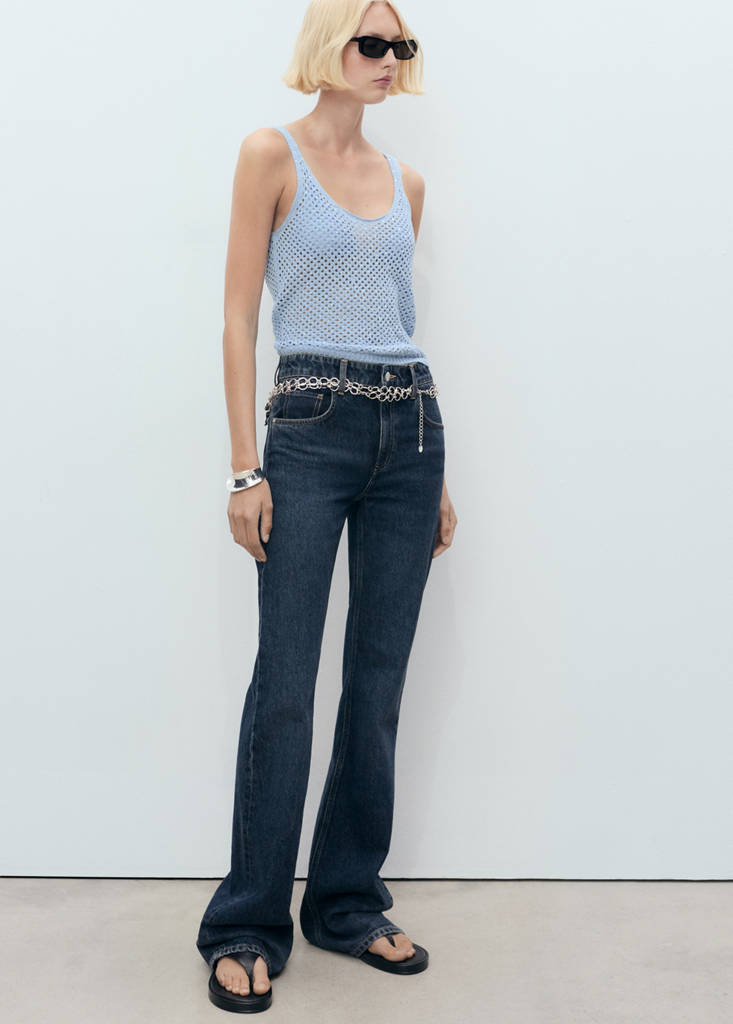 Knitted top with rhinestone detail — Blue