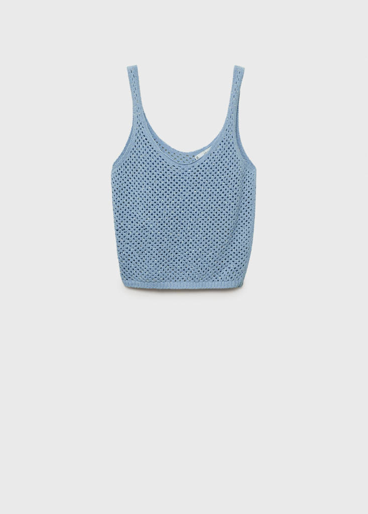 Knitted top with rhinestone detail — Blue