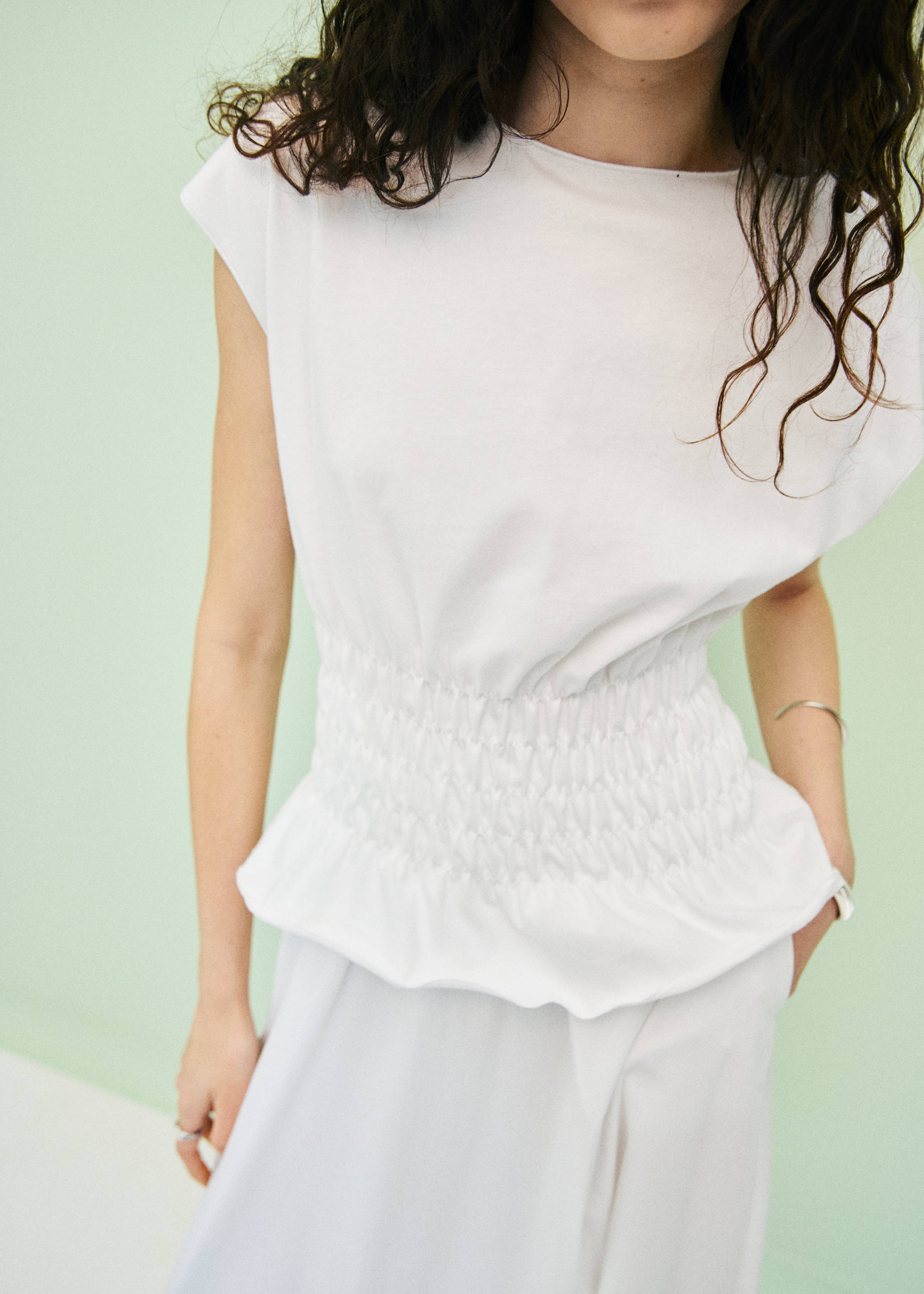 Gathered cotton t-shirt - Details of the article 6