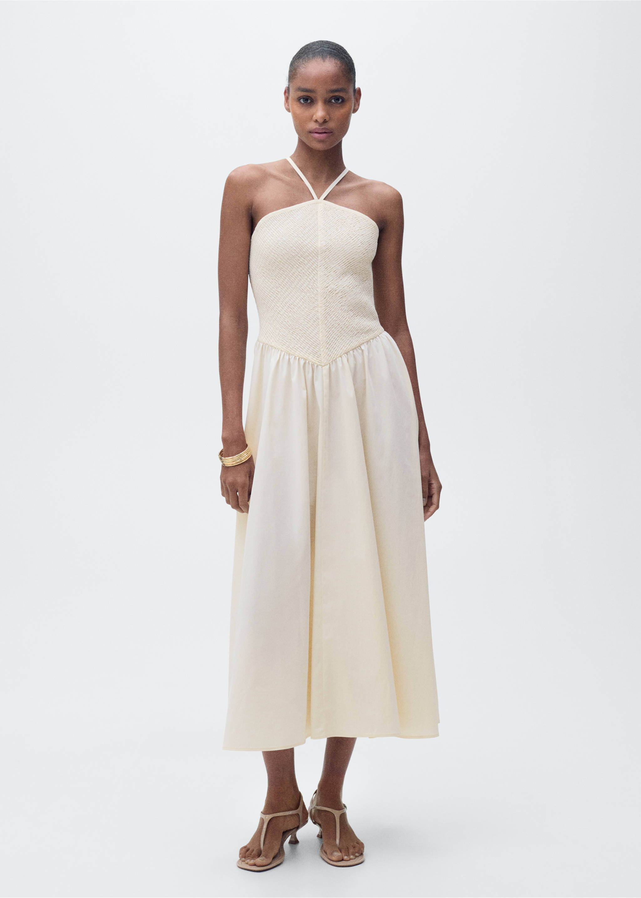 Combined halter-neck dress - General plane, Ecru. Ref: 87039064-00.
