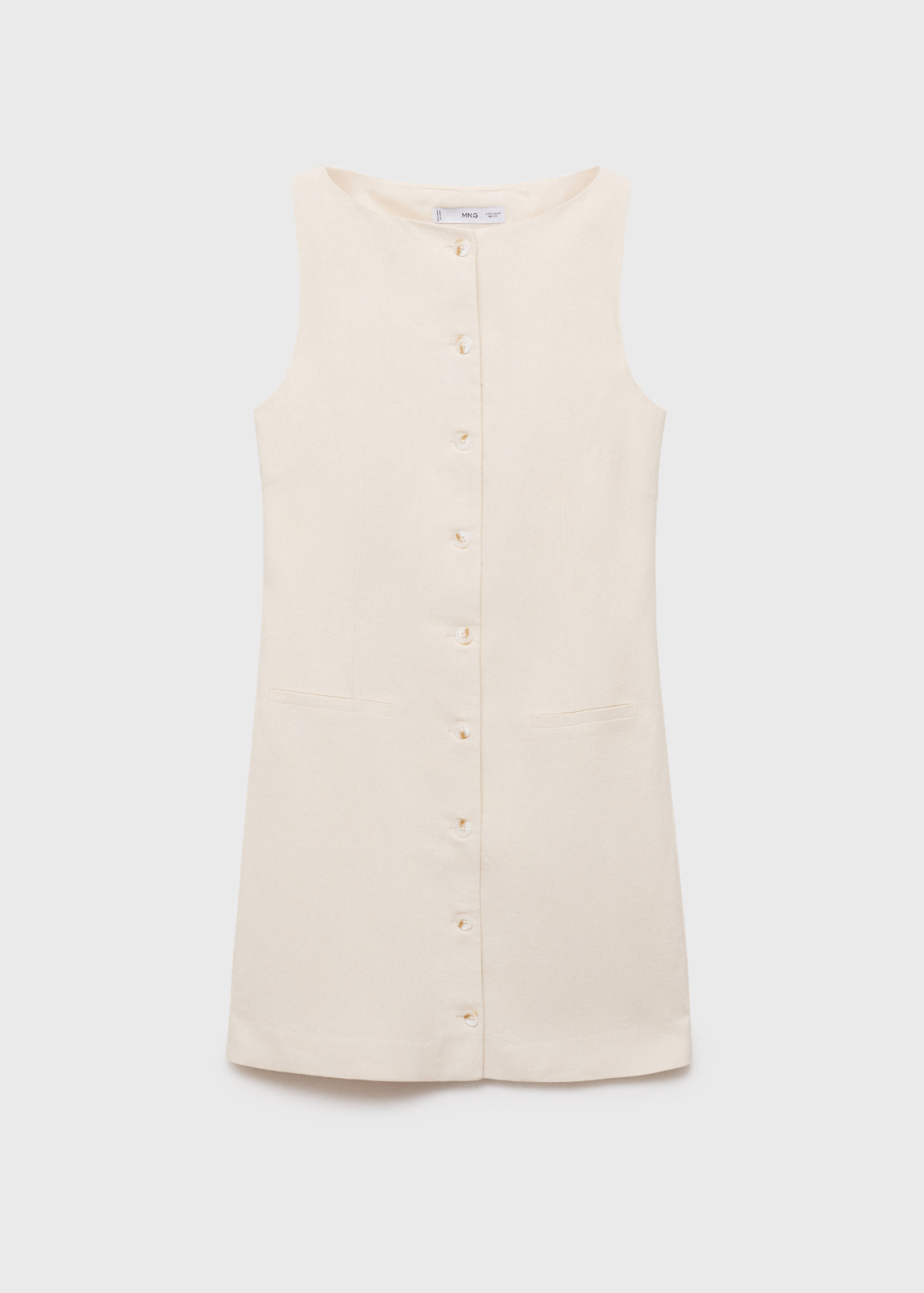 Short button-down linen-blend dress - Article without model