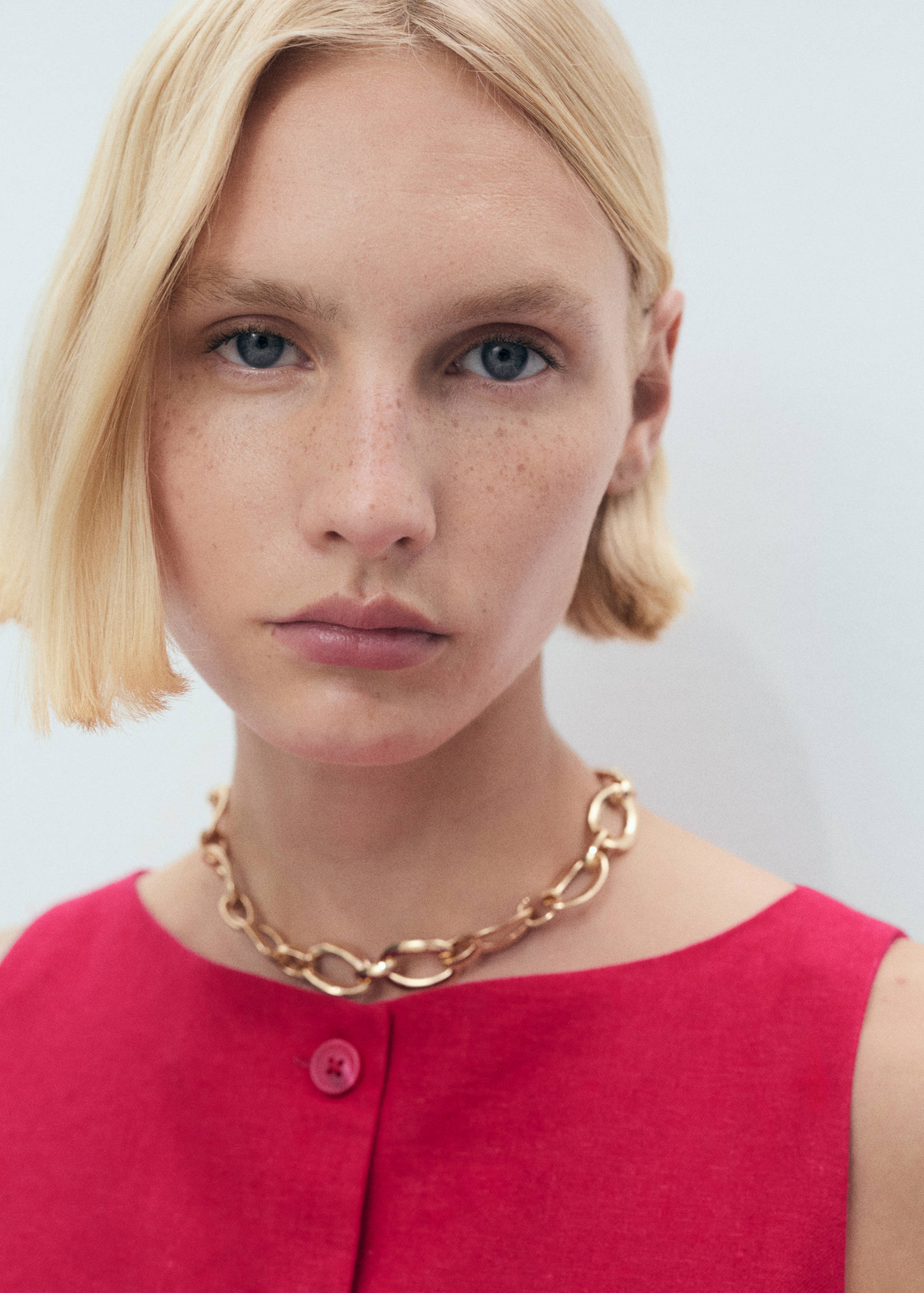 Short button-down linen-blend dress - Details of the article 1