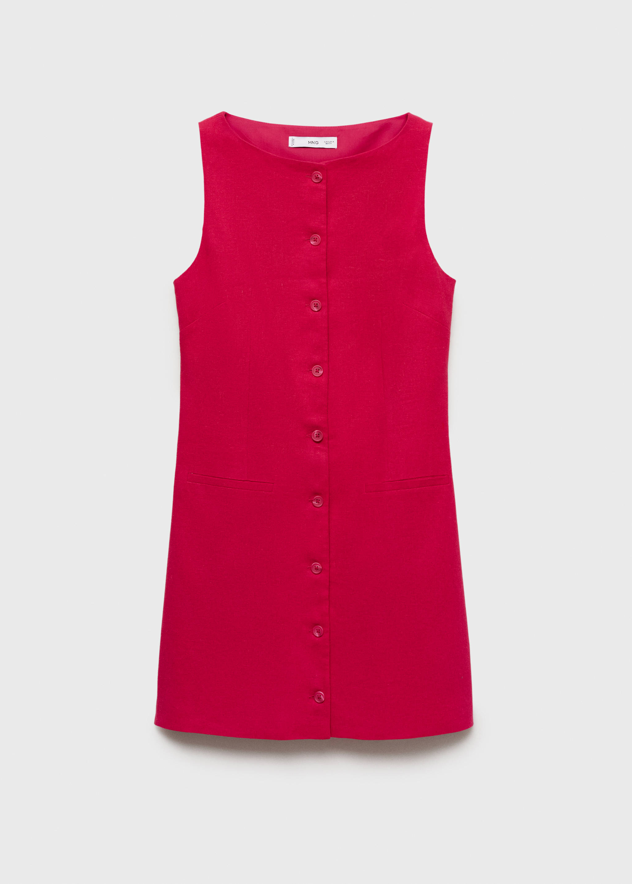 Short button-down linen-blend dress - Article without model