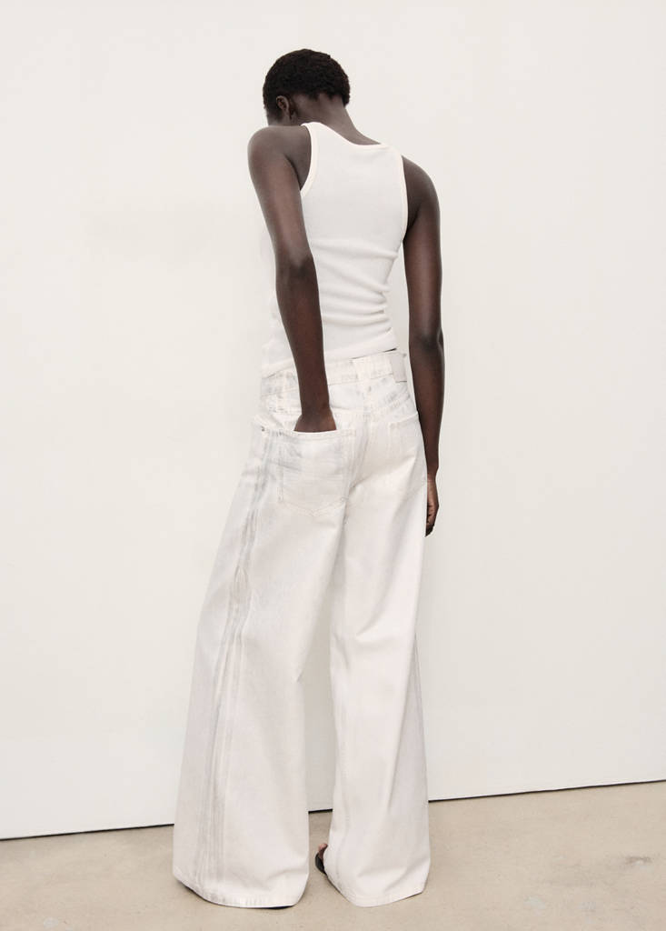 Metallic-finish wide leg jeans — Silver