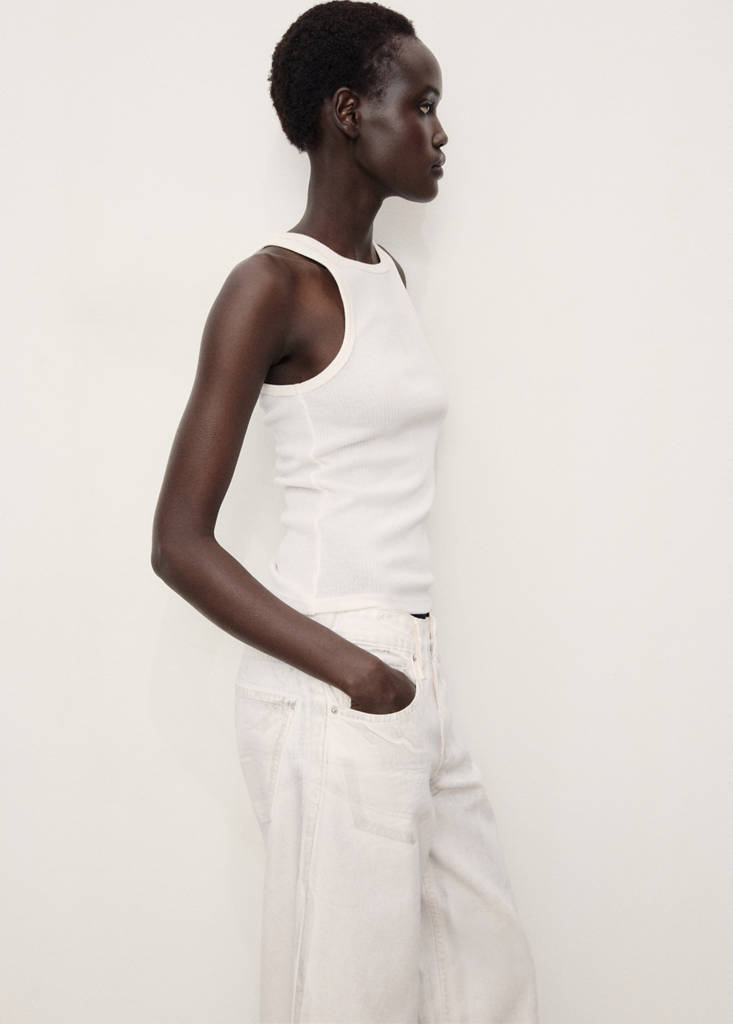 Metallic-finish wide leg jeans — Silver