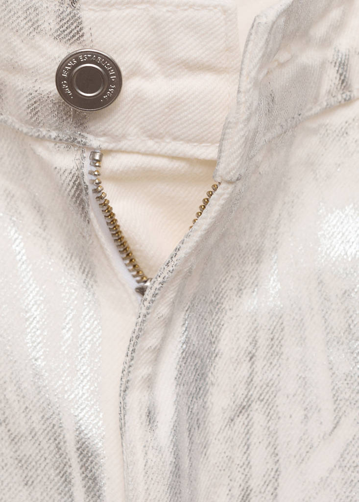 Metallic-finish wide leg jeans — Silver