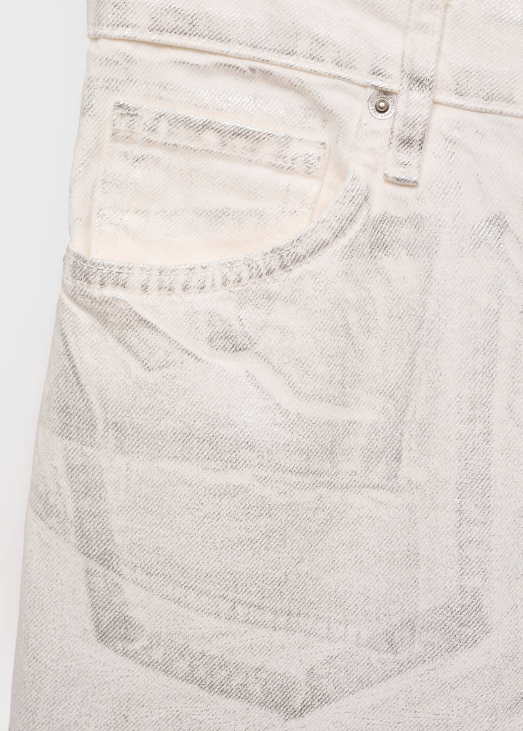 Metallic-finish wide leg jeans — Silver