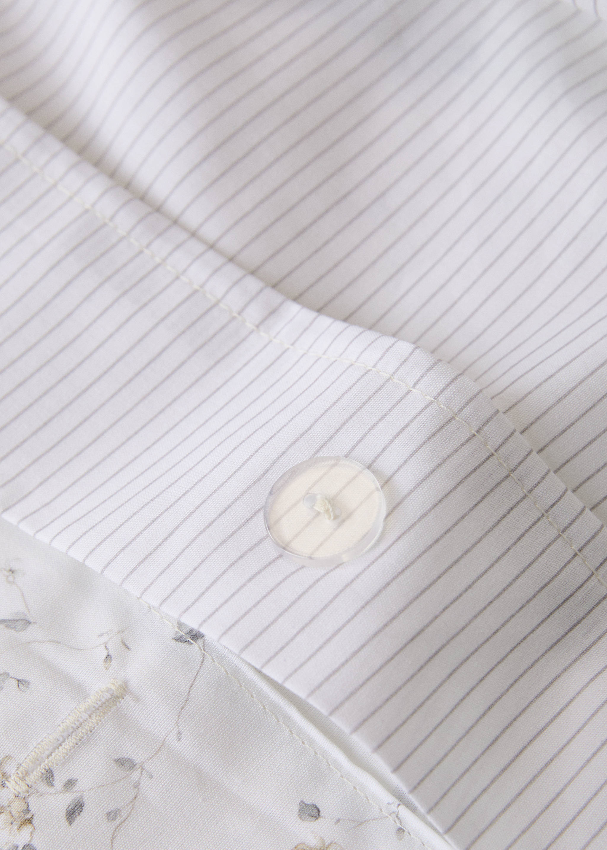 Percale cotton floral and fine-stripe reversible duvet cover for 150/160 cm bed - Details of the article 2