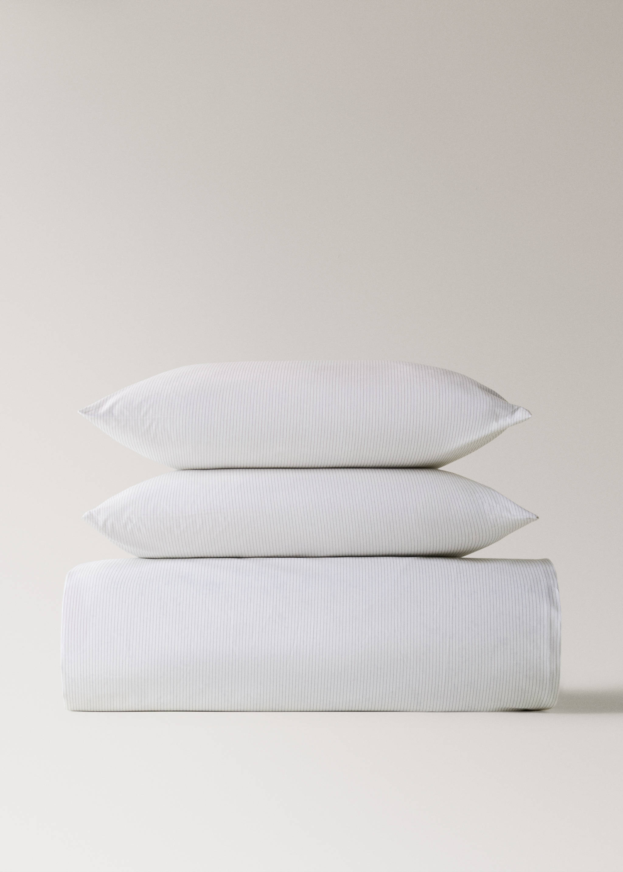 Percale cotton floral and fine-stripe reversible duvet cover for 150/160 cm bed - Details of the article 4