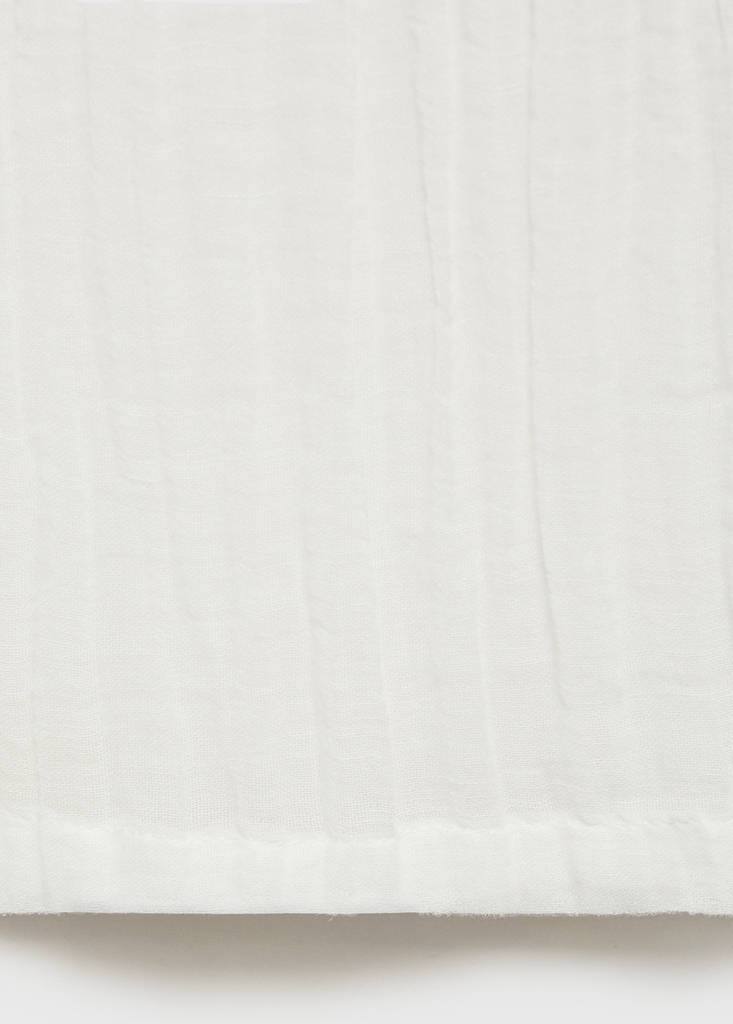 Fluid ramie trousers with bow — White