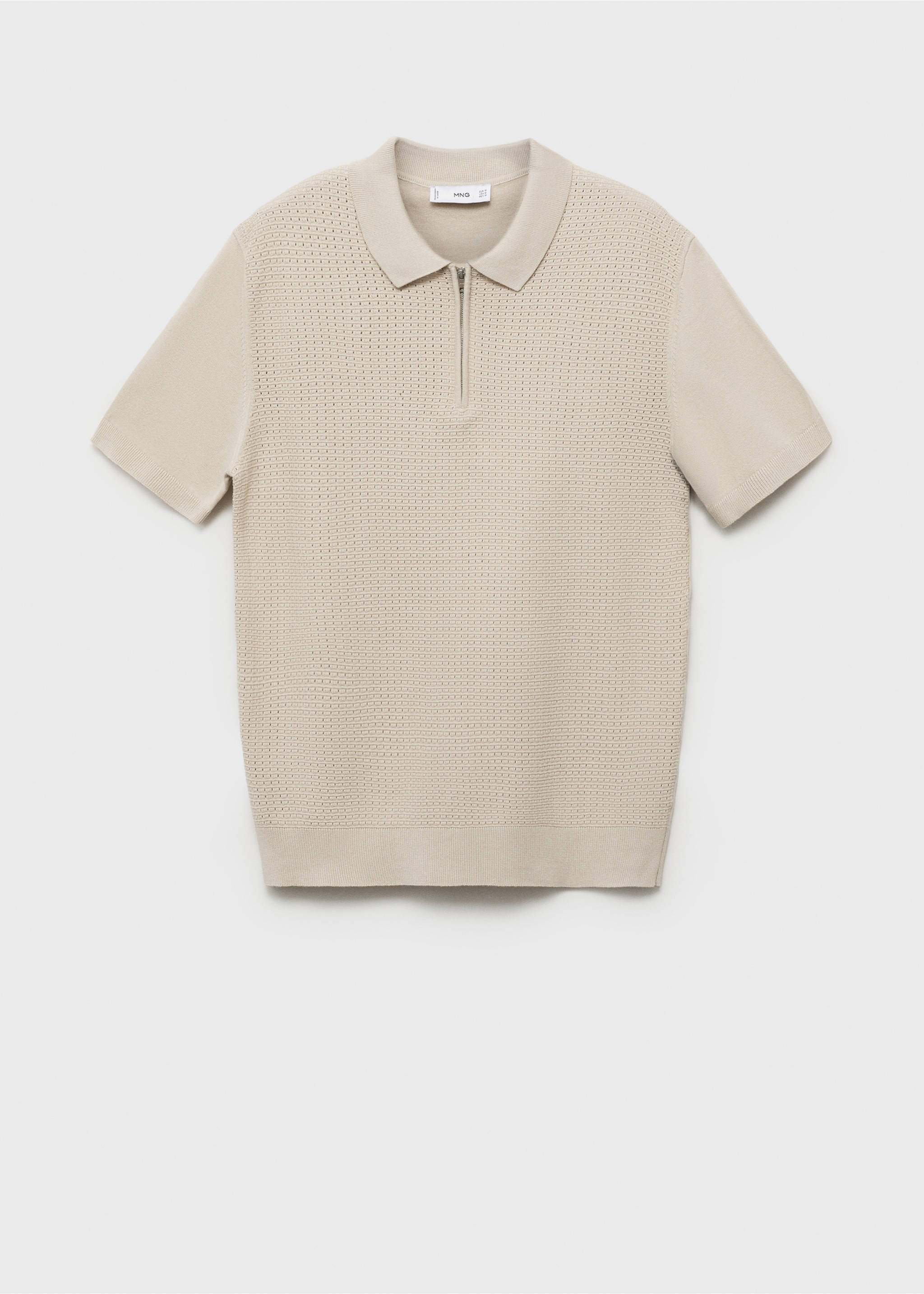 Openwork cotton knitte polo shirt - Article without model, Beige. Ref: 87039212-00.