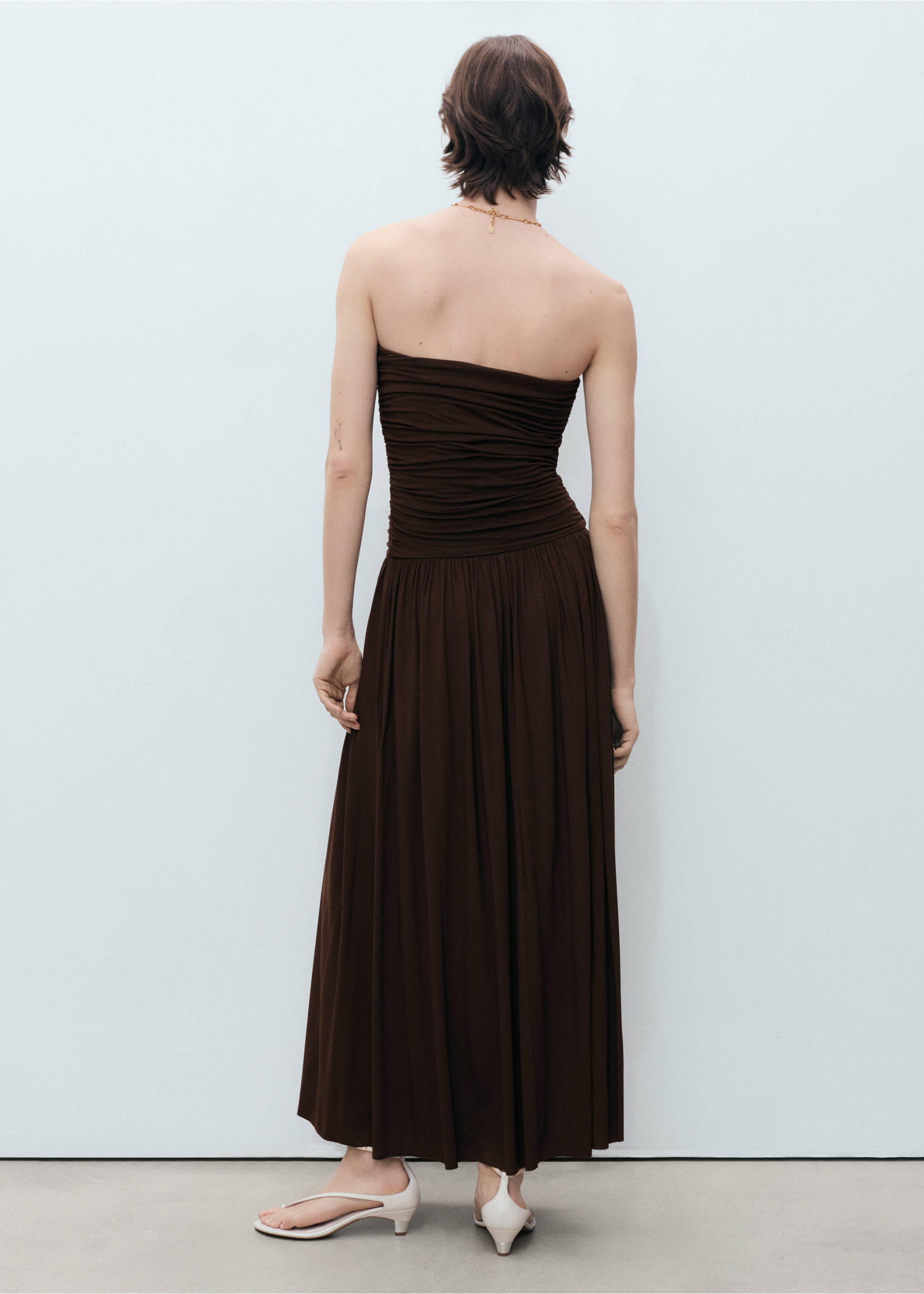 Combined strapless dress - Reverse of the article, Brown. Ref: 87039213-00.