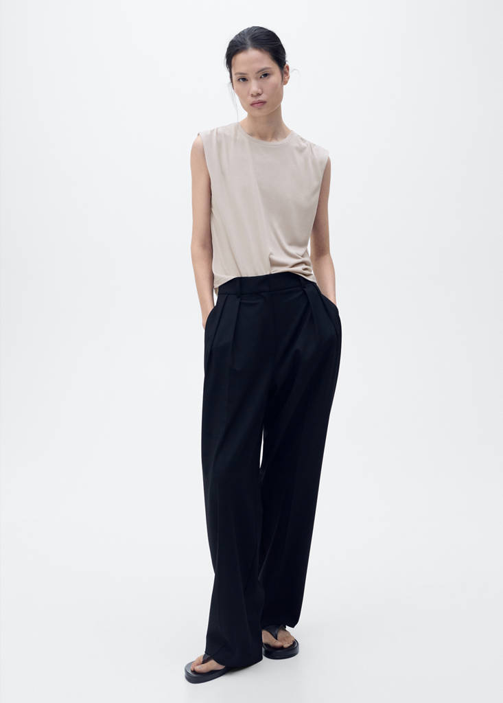 Flowy t-shirt with gathered shoulders — Light/Pastel Grey