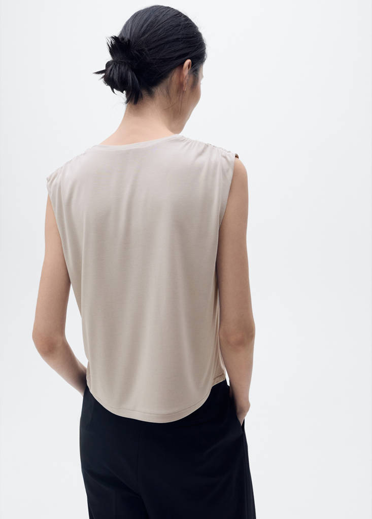 Flowy t-shirt with gathered shoulders — Light/Pastel Grey