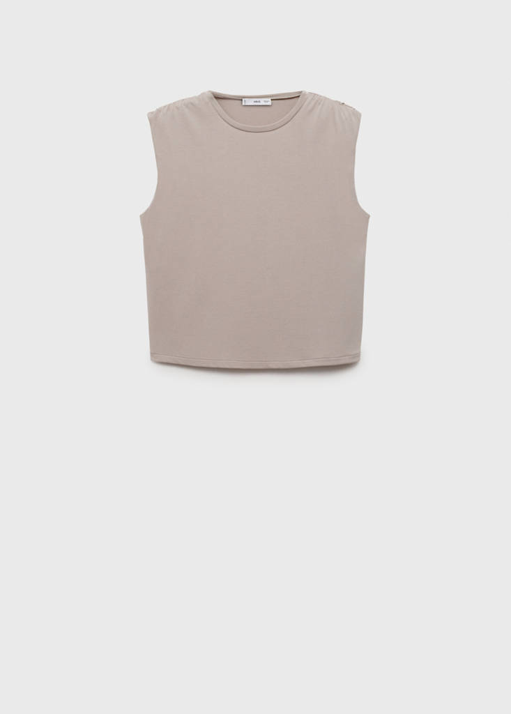 Flowy t-shirt with gathered shoulders — Light/Pastel Grey