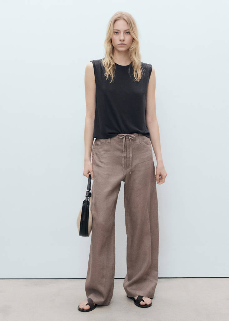 Flowy t-shirt with gathered shoulders — Charcoal