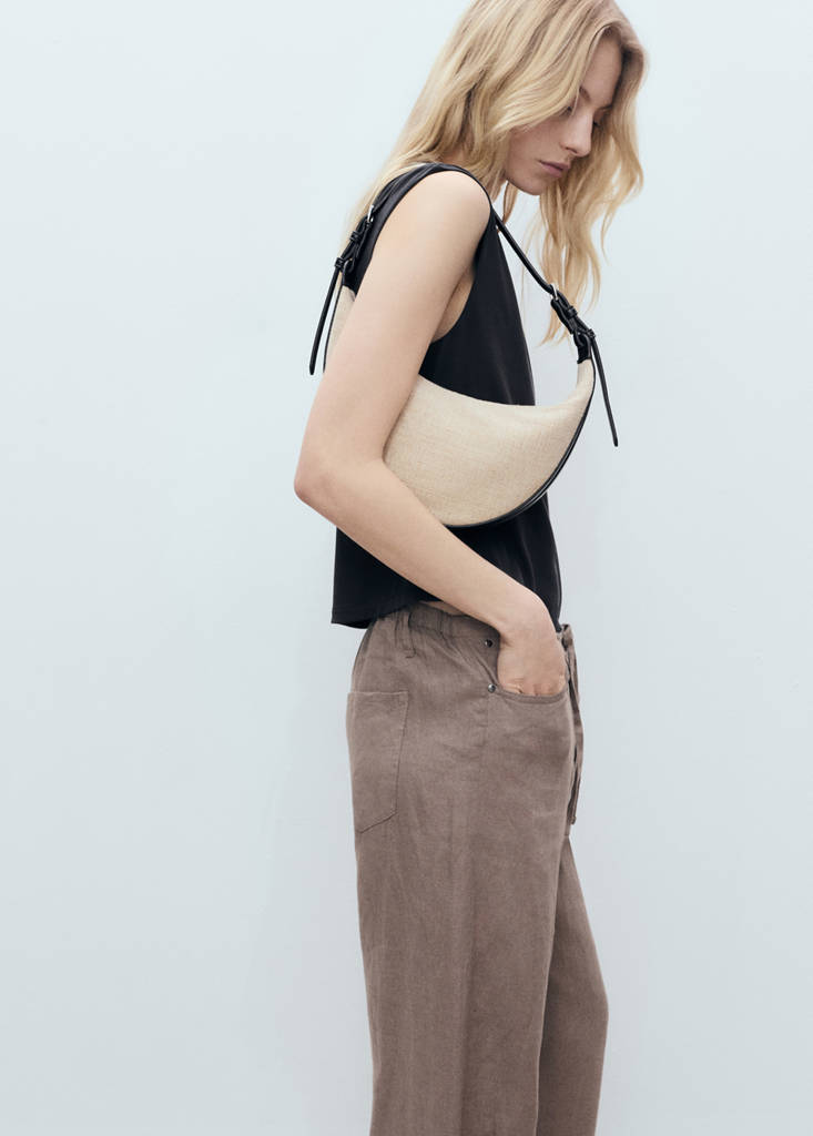 Flowy t-shirt with gathered shoulders — Charcoal