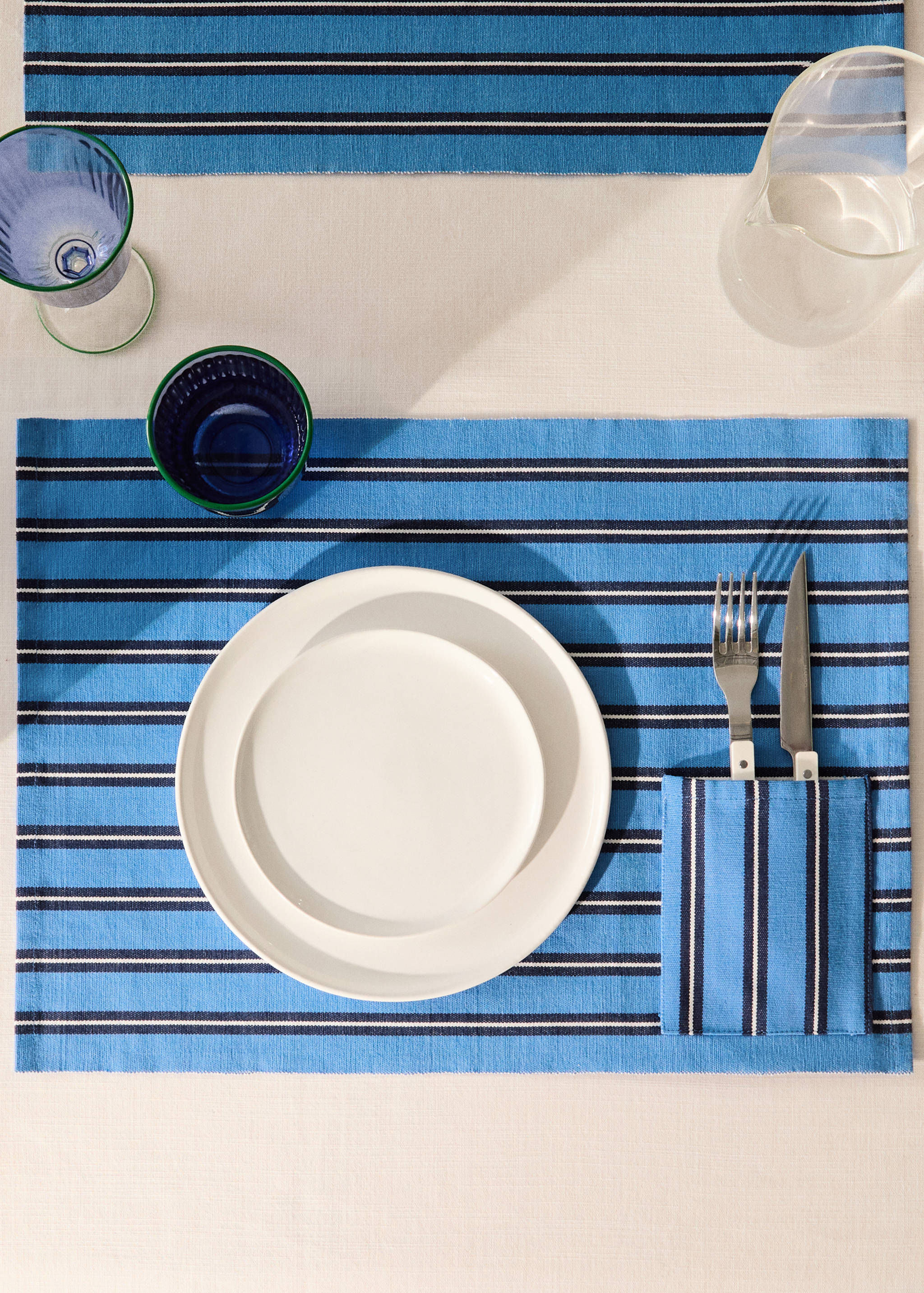 Cotton multi-striped placemats - General plane