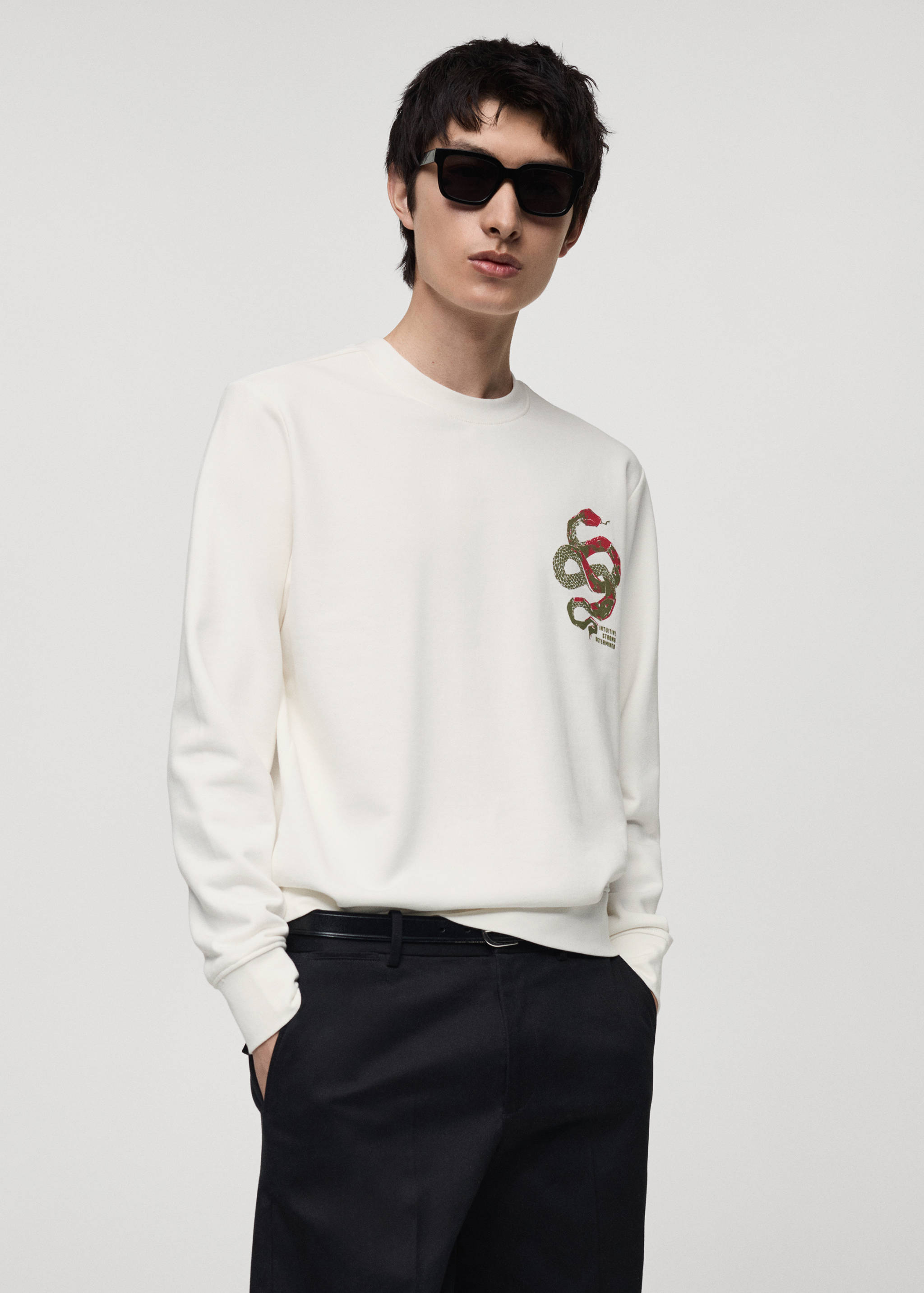 Sudadera 100% algodón estampado gráfico pecho - Plano medio