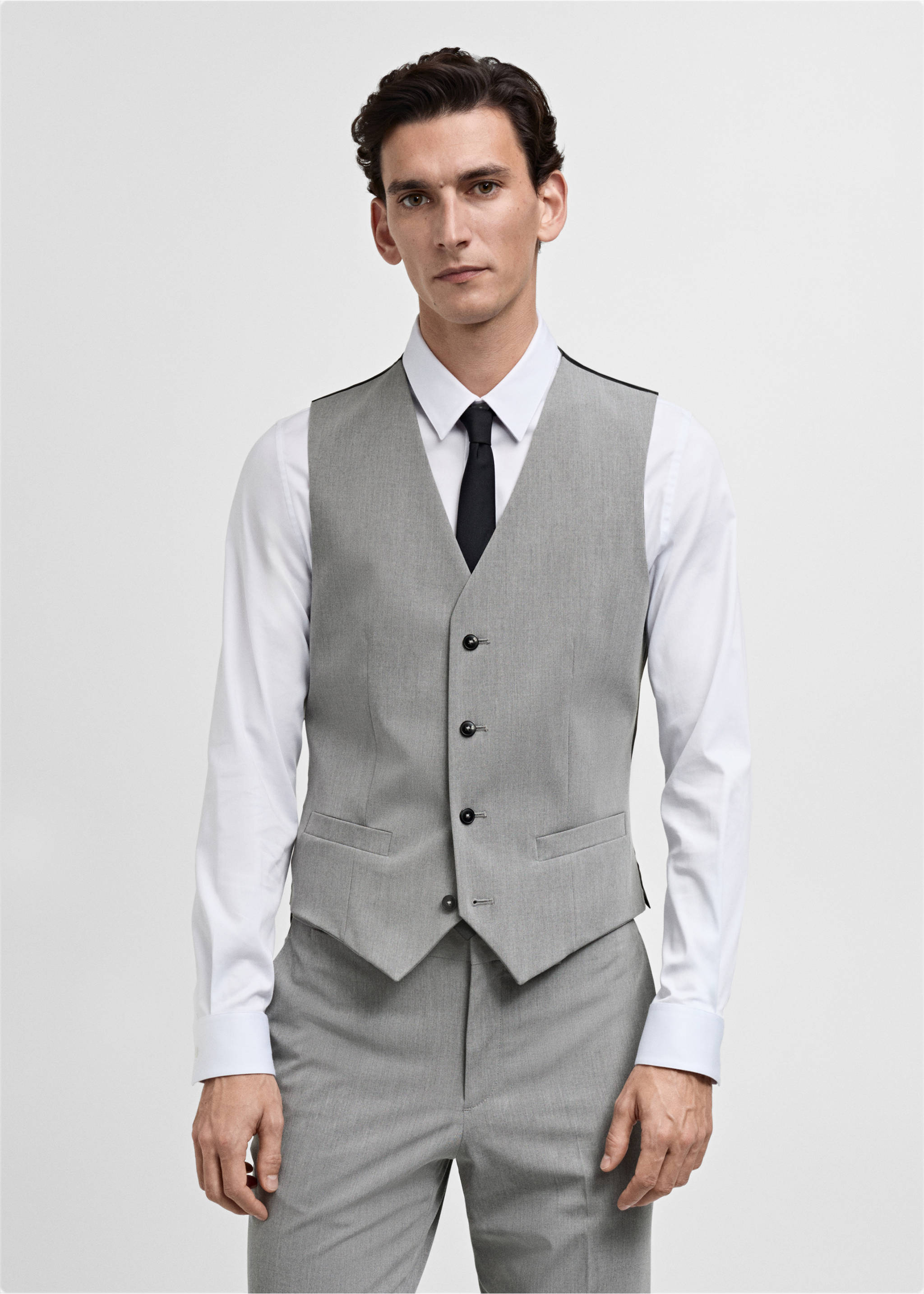 Chaleco traje París super slim fit - Plano medio, Gris. Ref: 87040253-00.