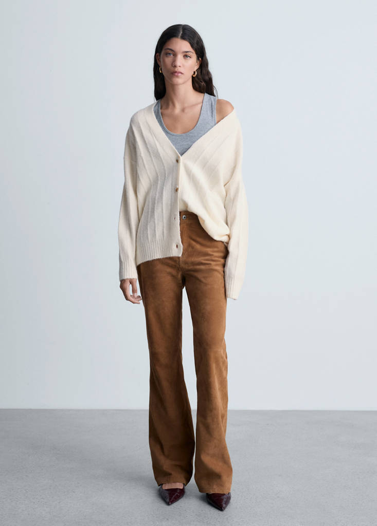 MANGO - Cardigan long à boutons écru - S