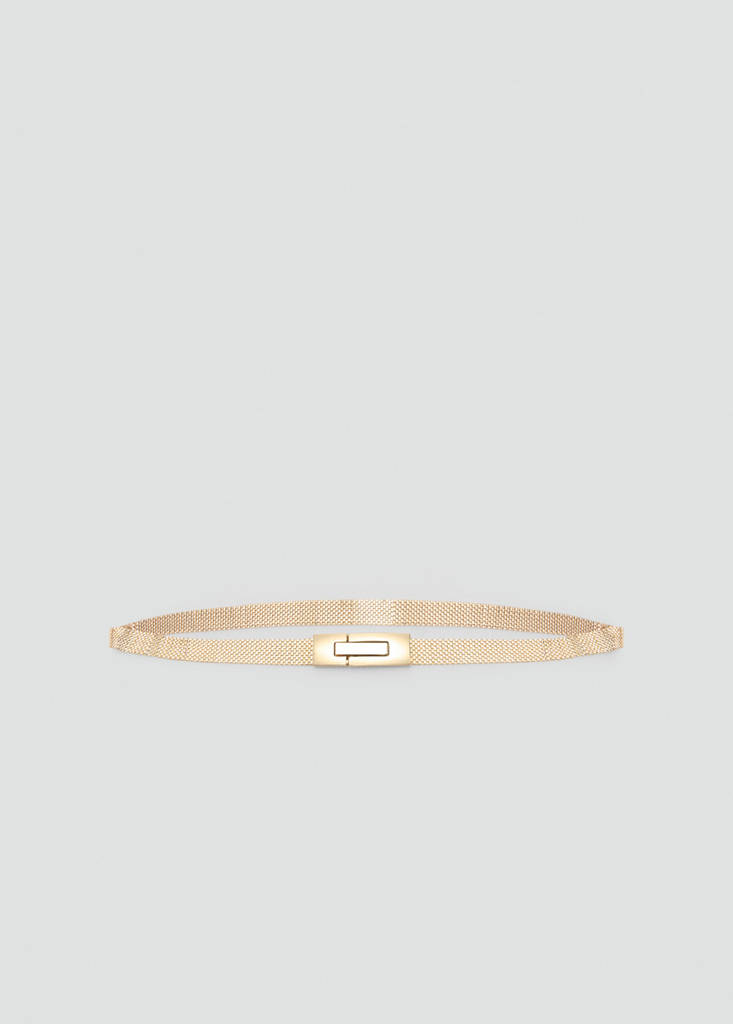MANGO - Ceinture fine métallique or - L