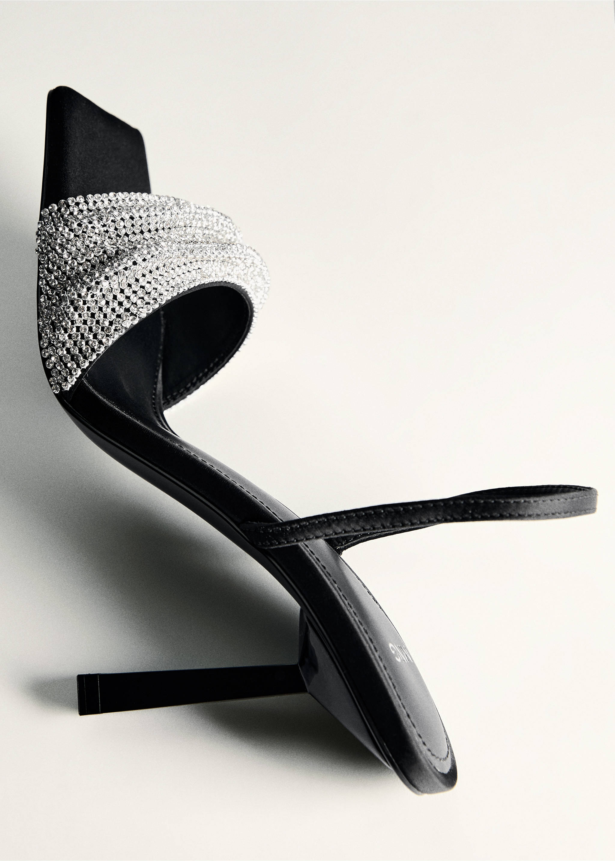 Heeled sandal with strass strap - Details of the article 5, Black. Ref: 87040290-00.