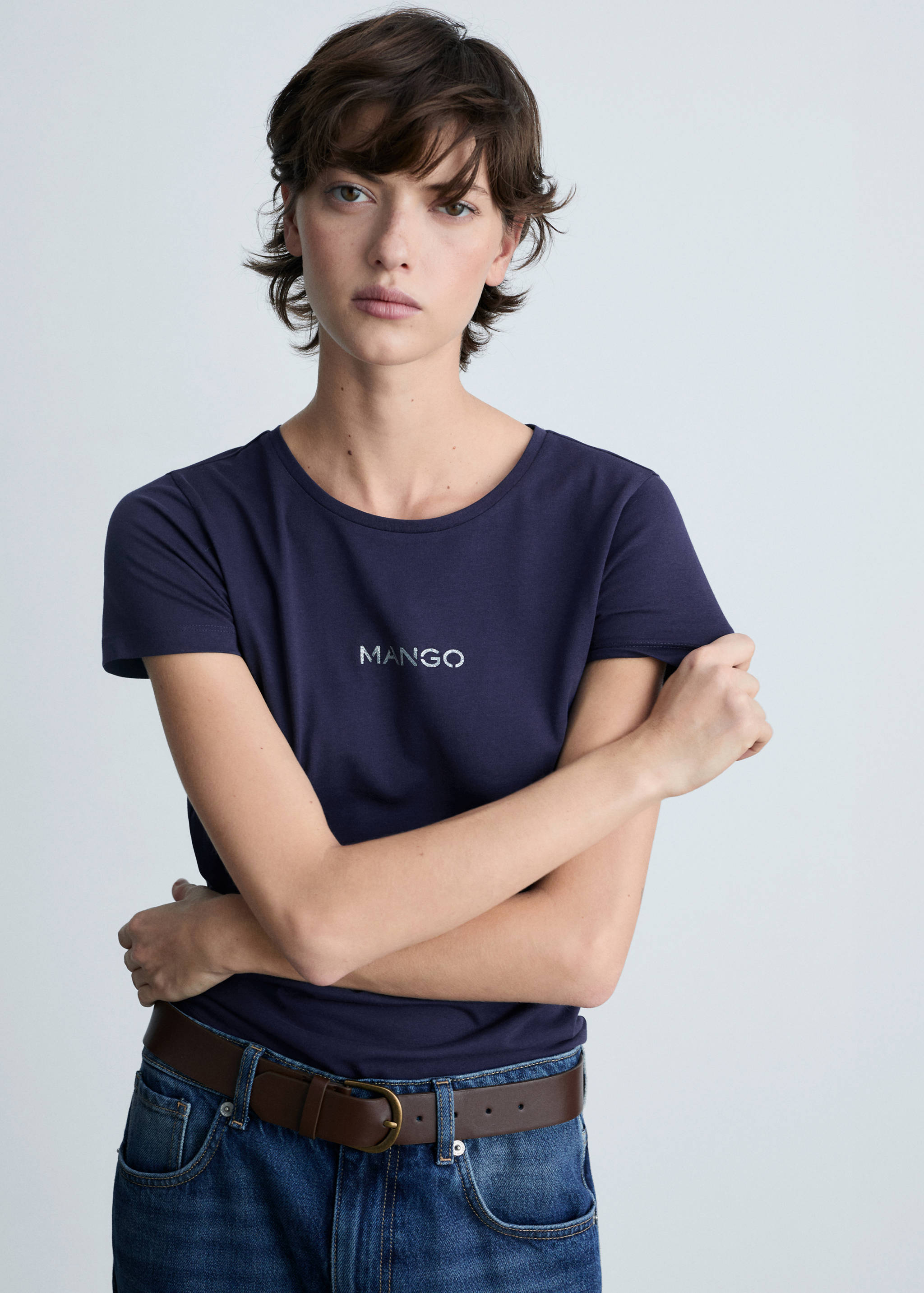 Logo print cotton t-shirt - Medium plane