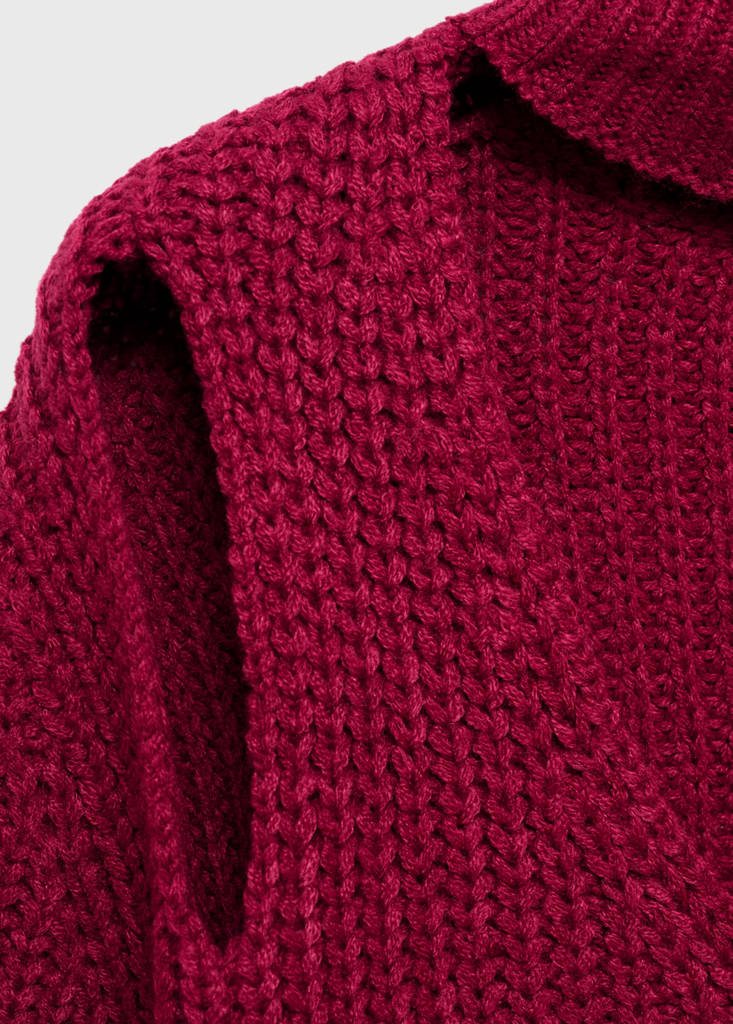 Oversized sweater with openings — Maroon