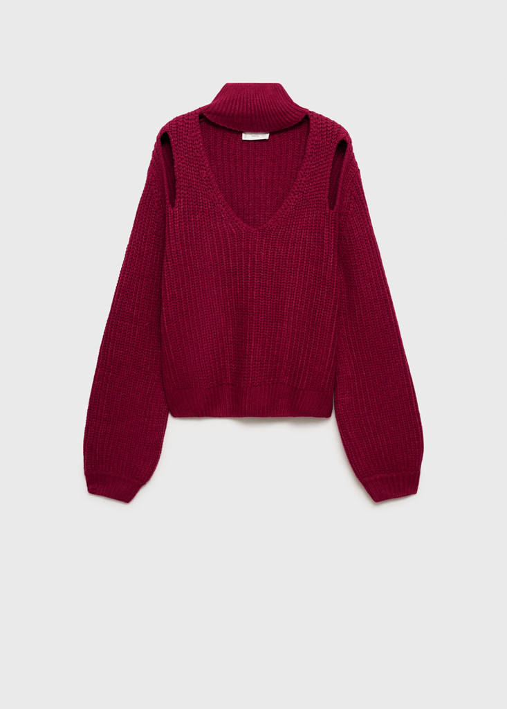 Oversized sweater with openings — Maroon