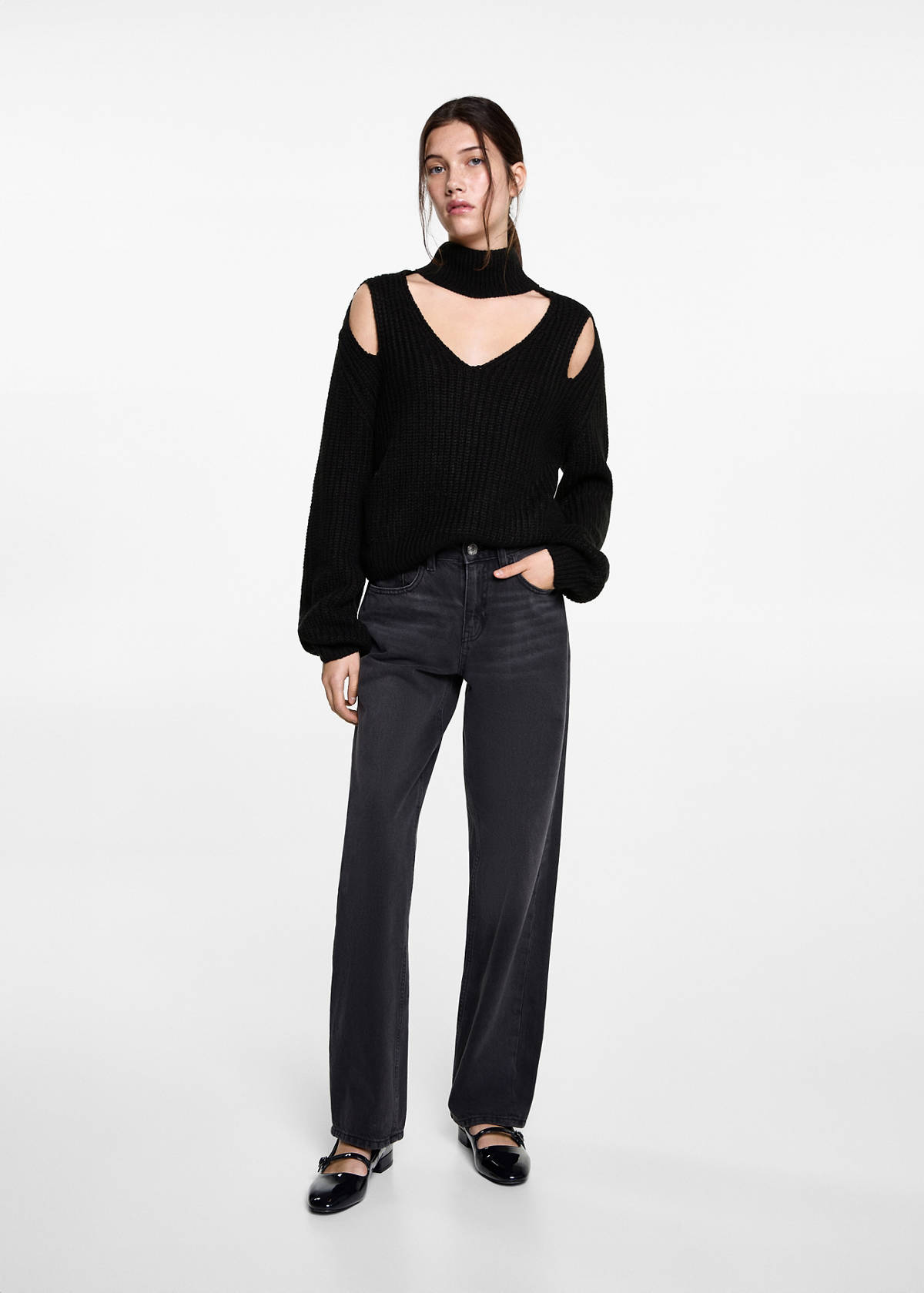 Oversized sweater with openings — Black