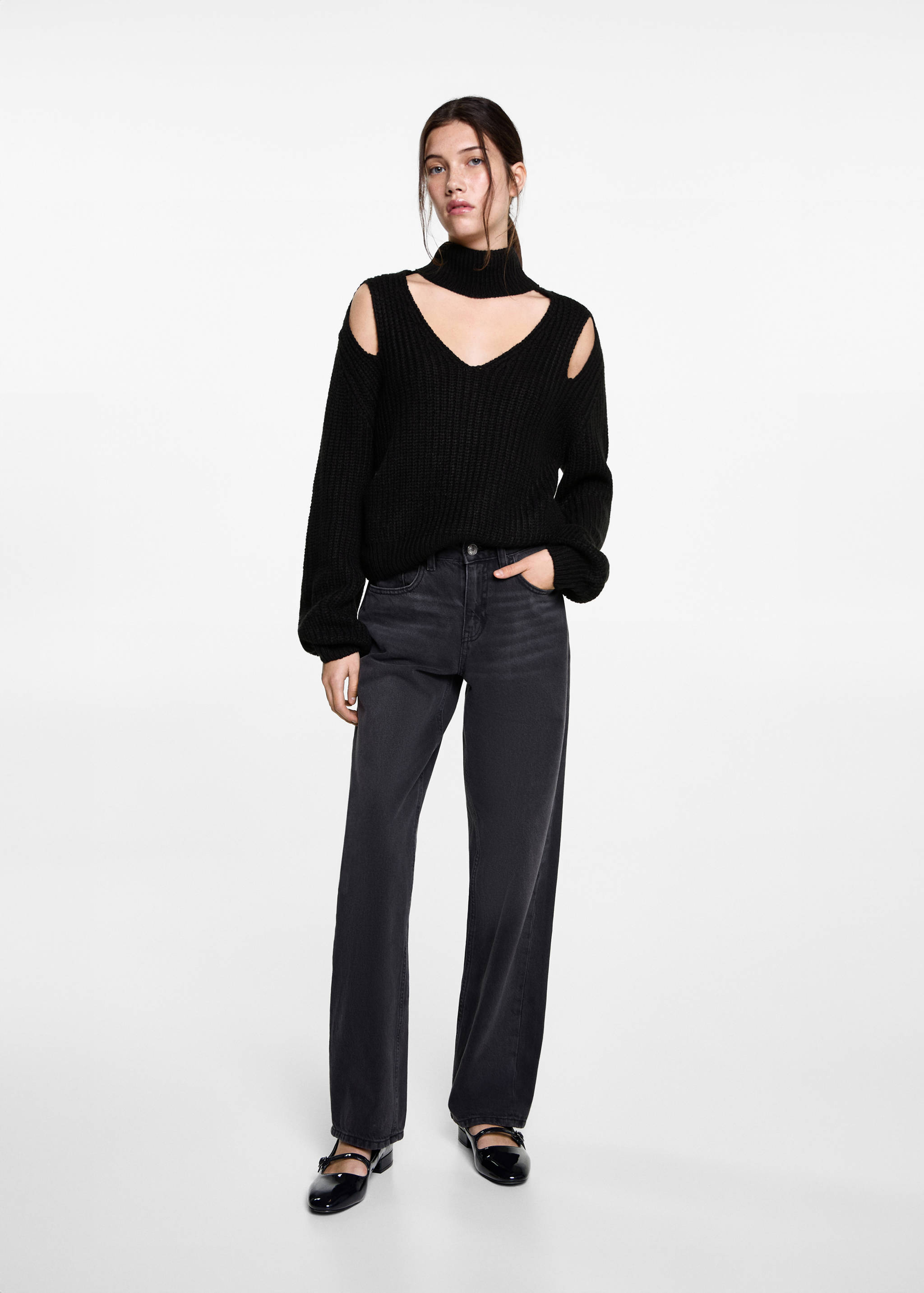 Oversized sweater with openings - General plane