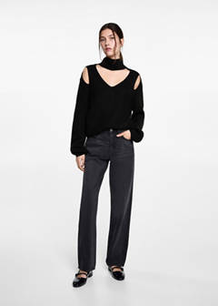 Oversized sweater with openings — Black 2