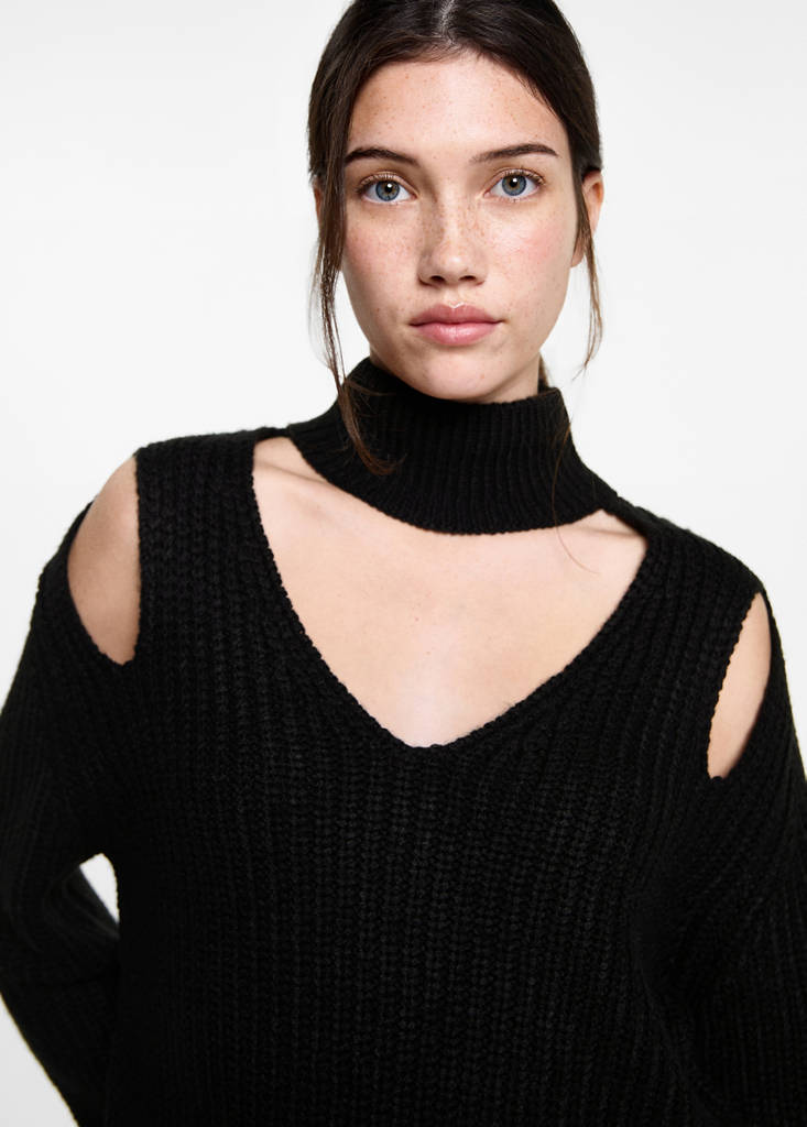 Oversized sweater with openings — Black