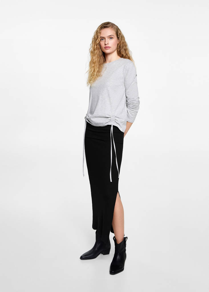 MANGO TEEN - Jupe longue maille noir - M - Fille Teen