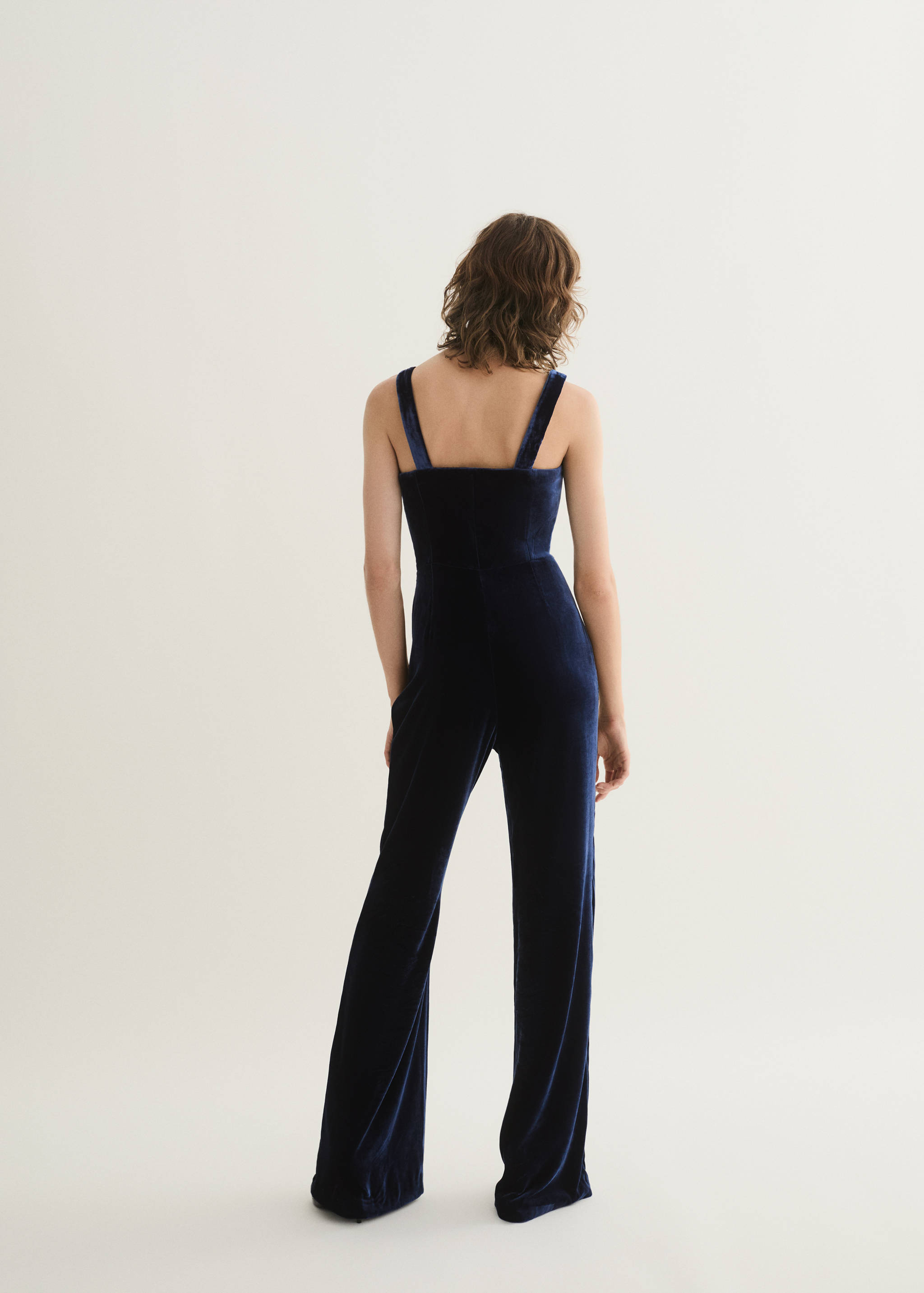 Ολόσωμη φόρμα βελούδο καμπάνα φαρδιές τιράντες - Πίσω όψη προϊόντος