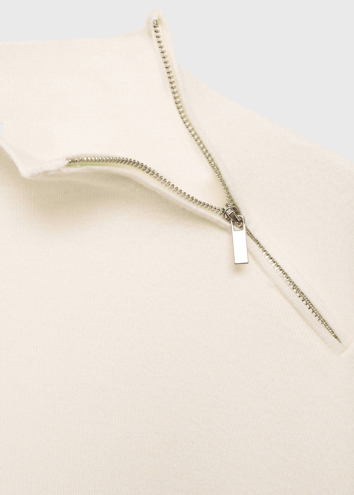 Perkins-neck sweater with zip — Ecru