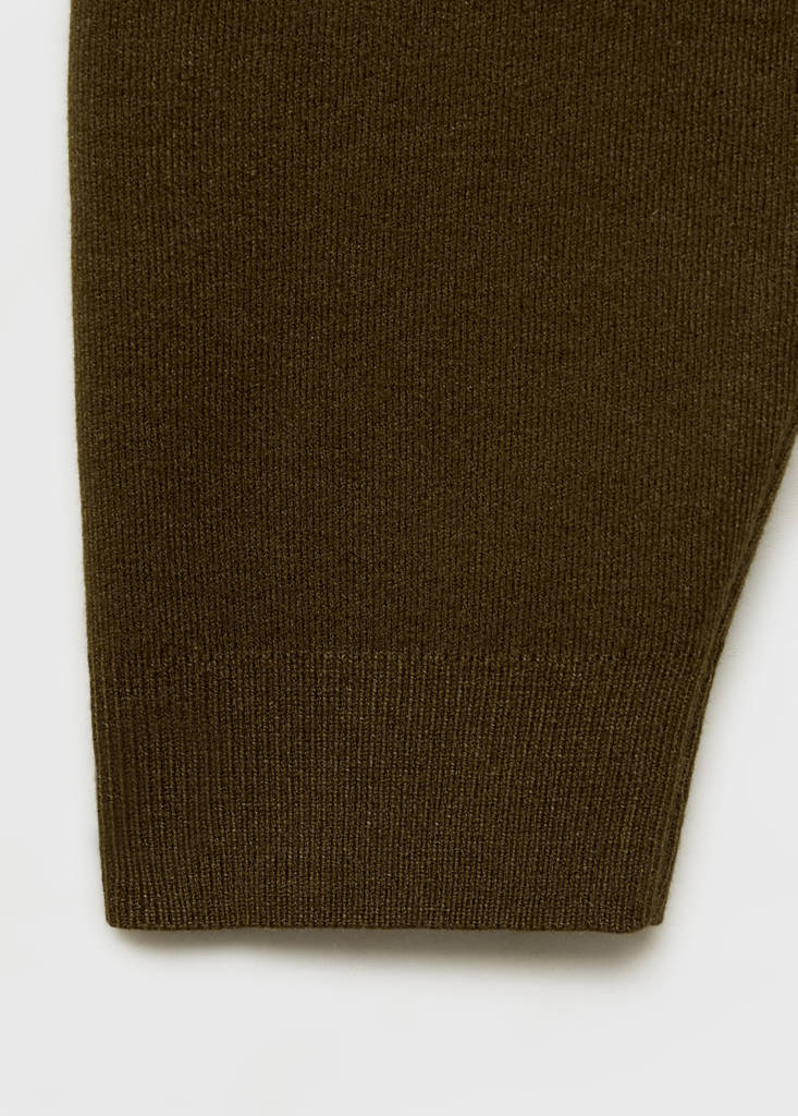 Perkins-neck sweater with zip — Khaki