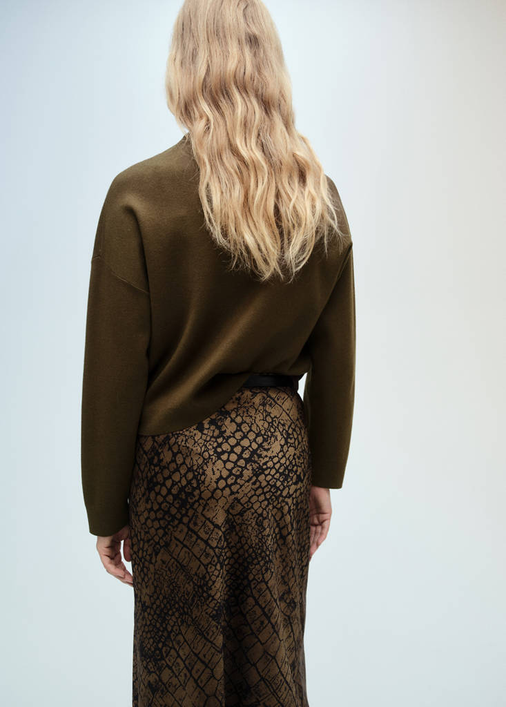 Perkins-neck sweater with zip — Khaki