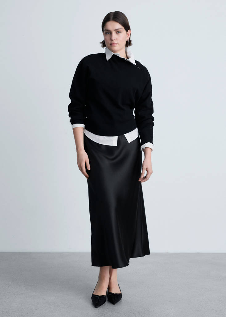 Perkins-neck sweater with zip — Black