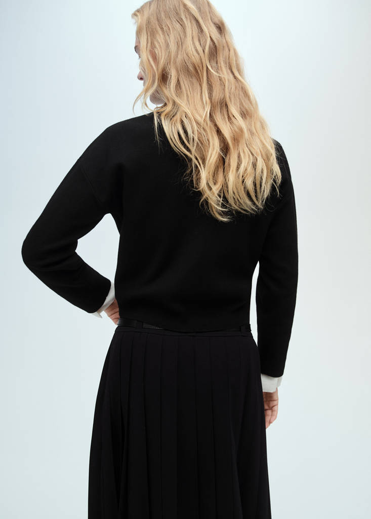 Perkins-neck sweater with zip — Black