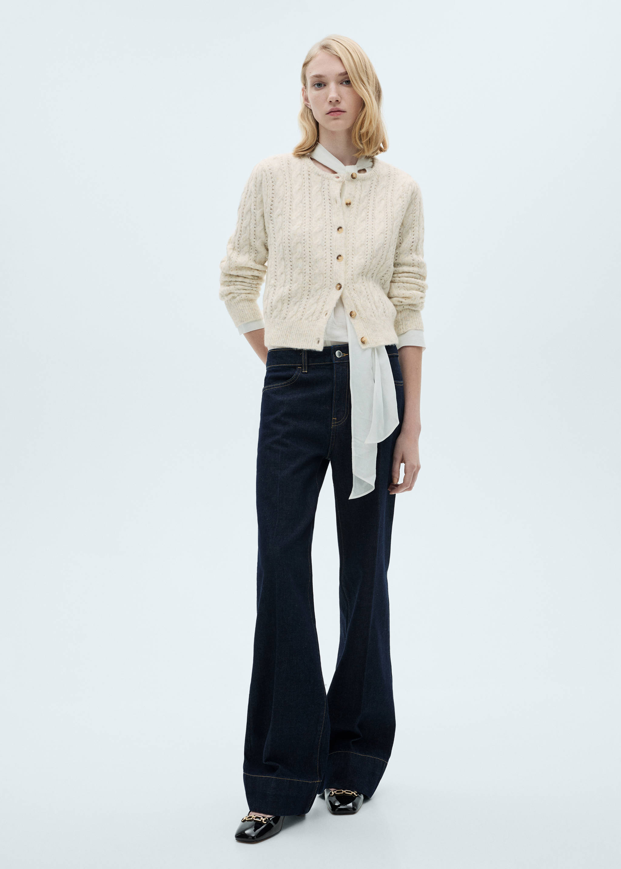 Cardigan torsadé détails ajourés - Plan général