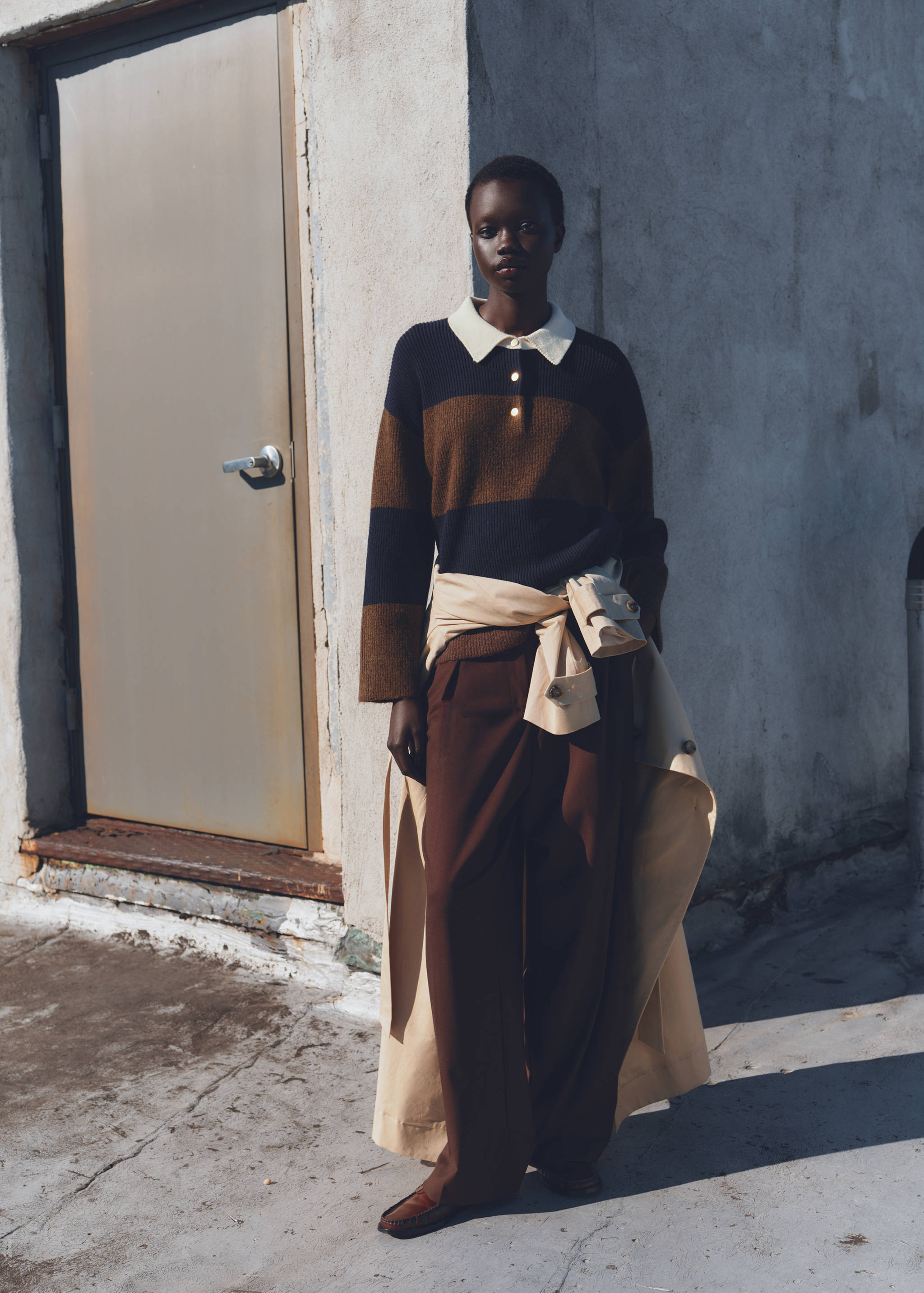 Striped polo-neck sweater - General plane