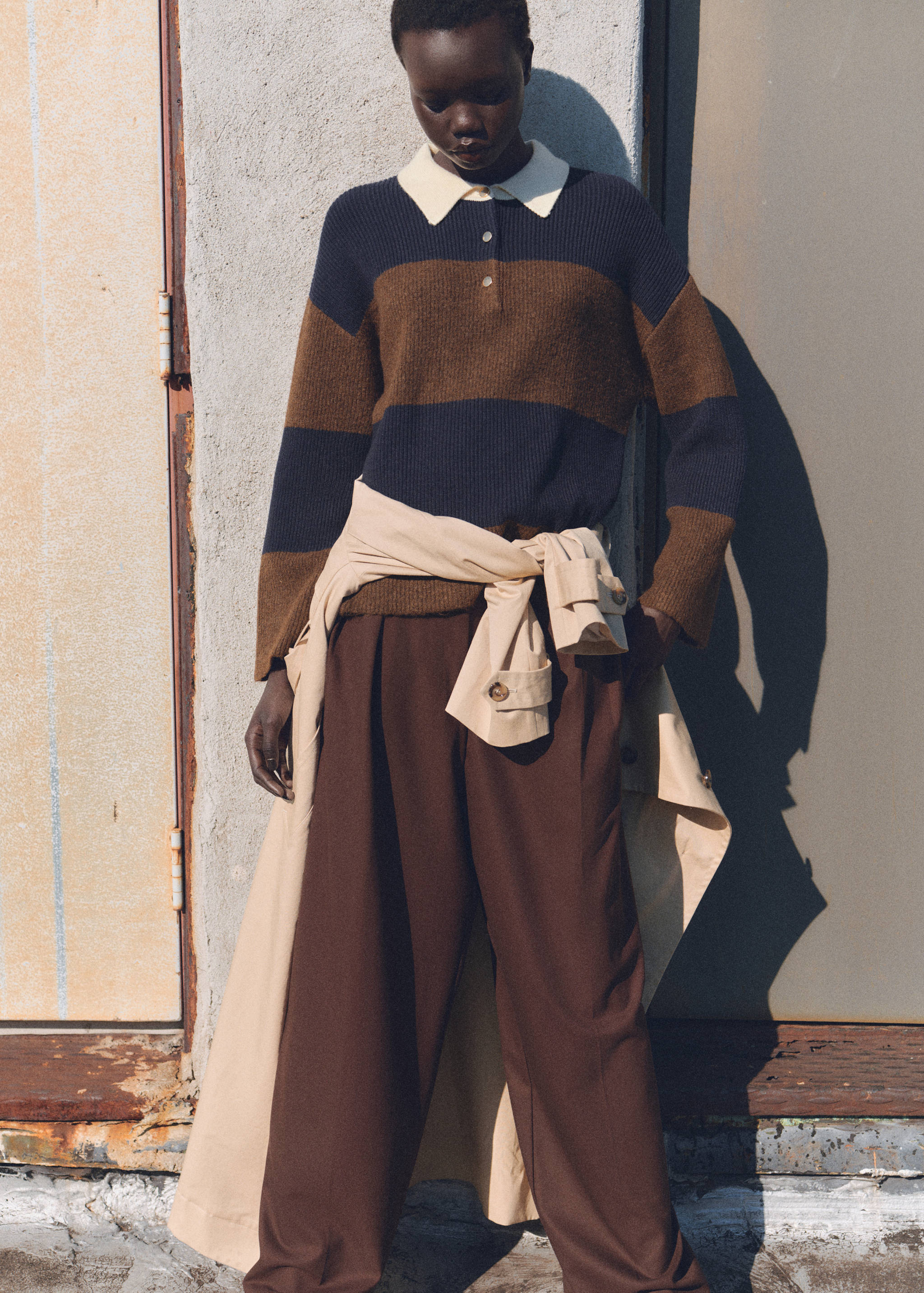 Striped polo-neck sweater - Medium plane