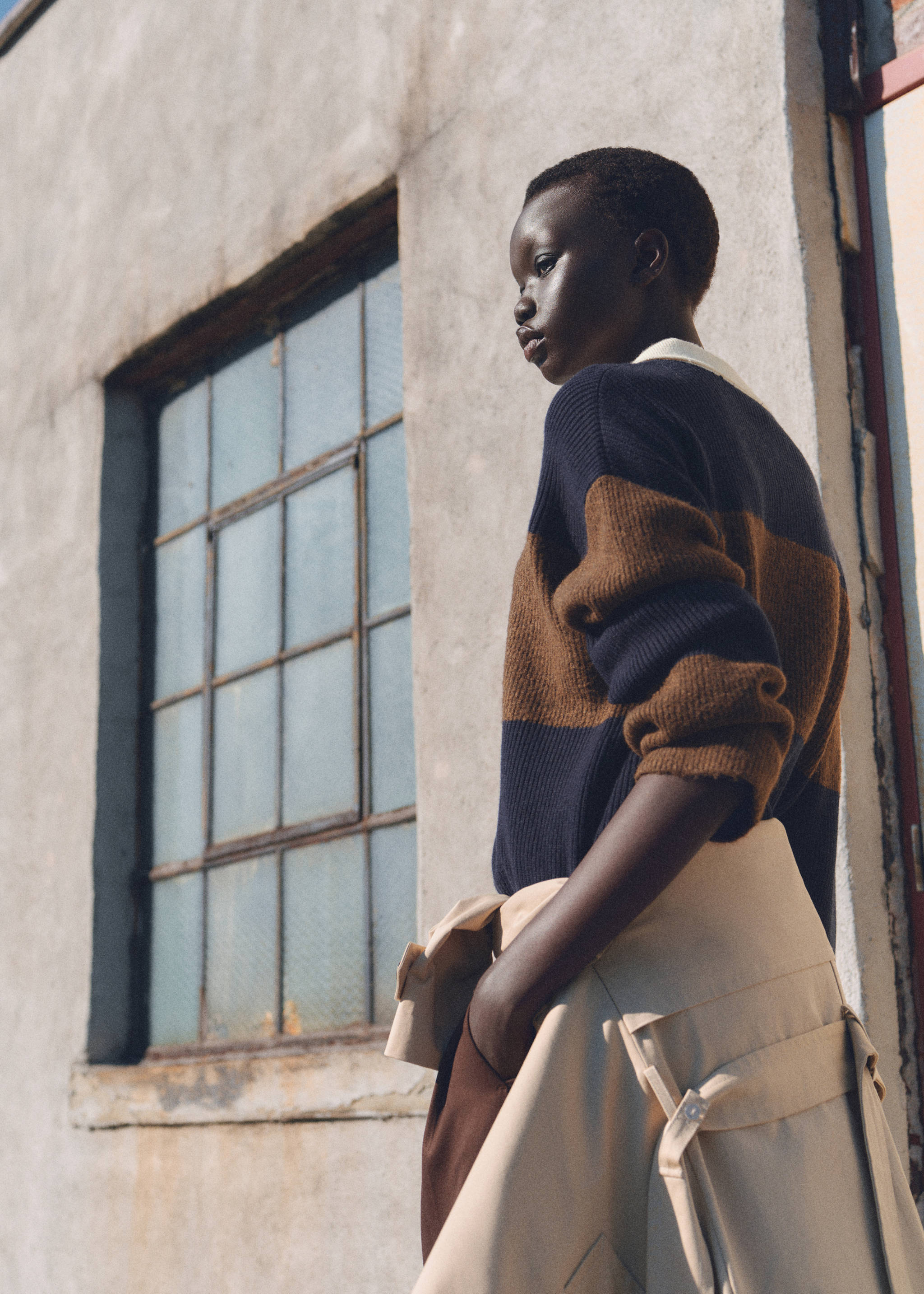 Striped polo-neck sweater - Reverse of the article